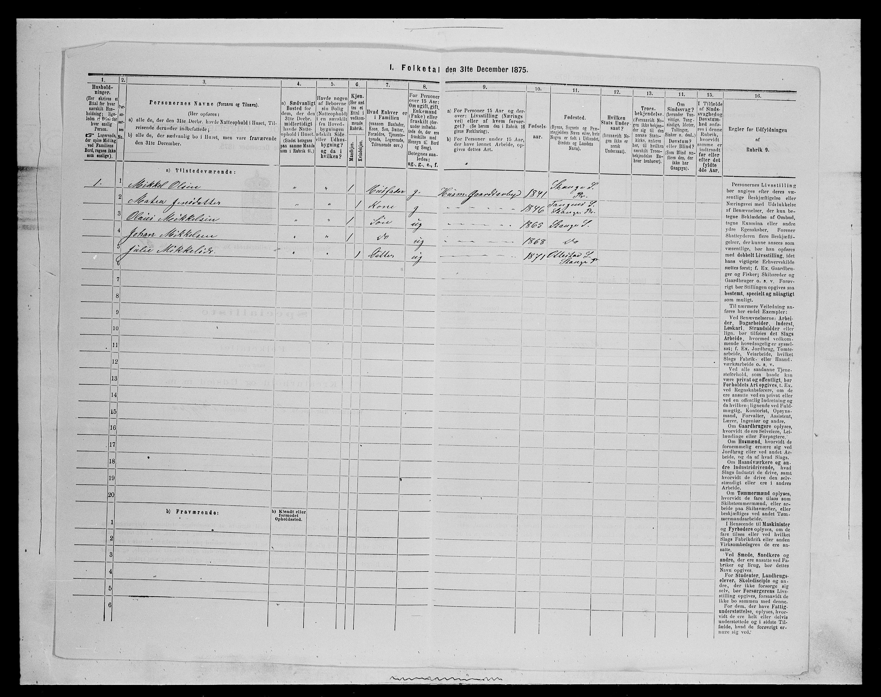 SAH, 1875 census for 0417P Stange, 1875, p. 383