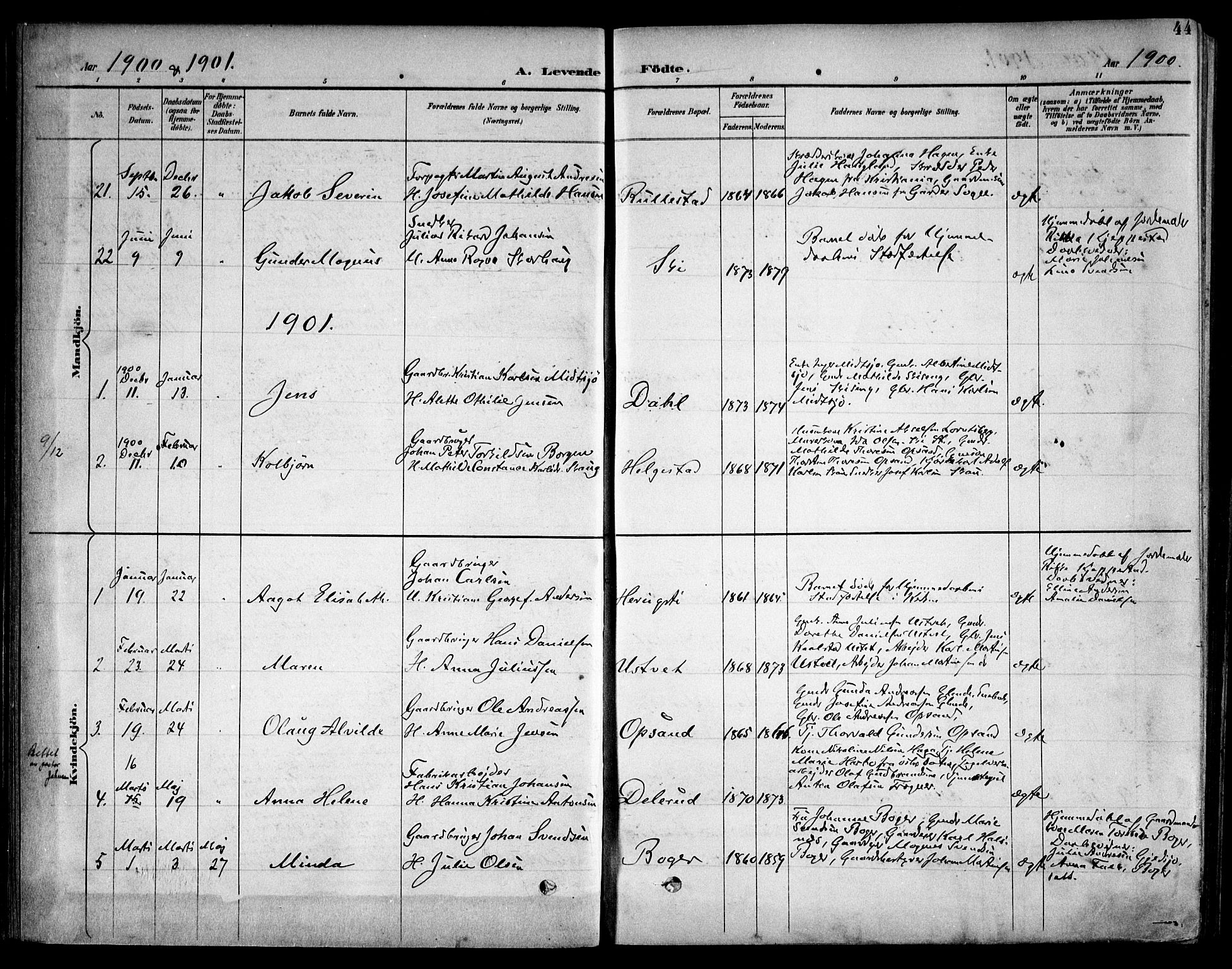 Kråkstad prestekontor Kirkebøker, SAO/A-10125a/F/Fb/L0002: Parish register (official) no. II 2, 1893-1917, p. 44