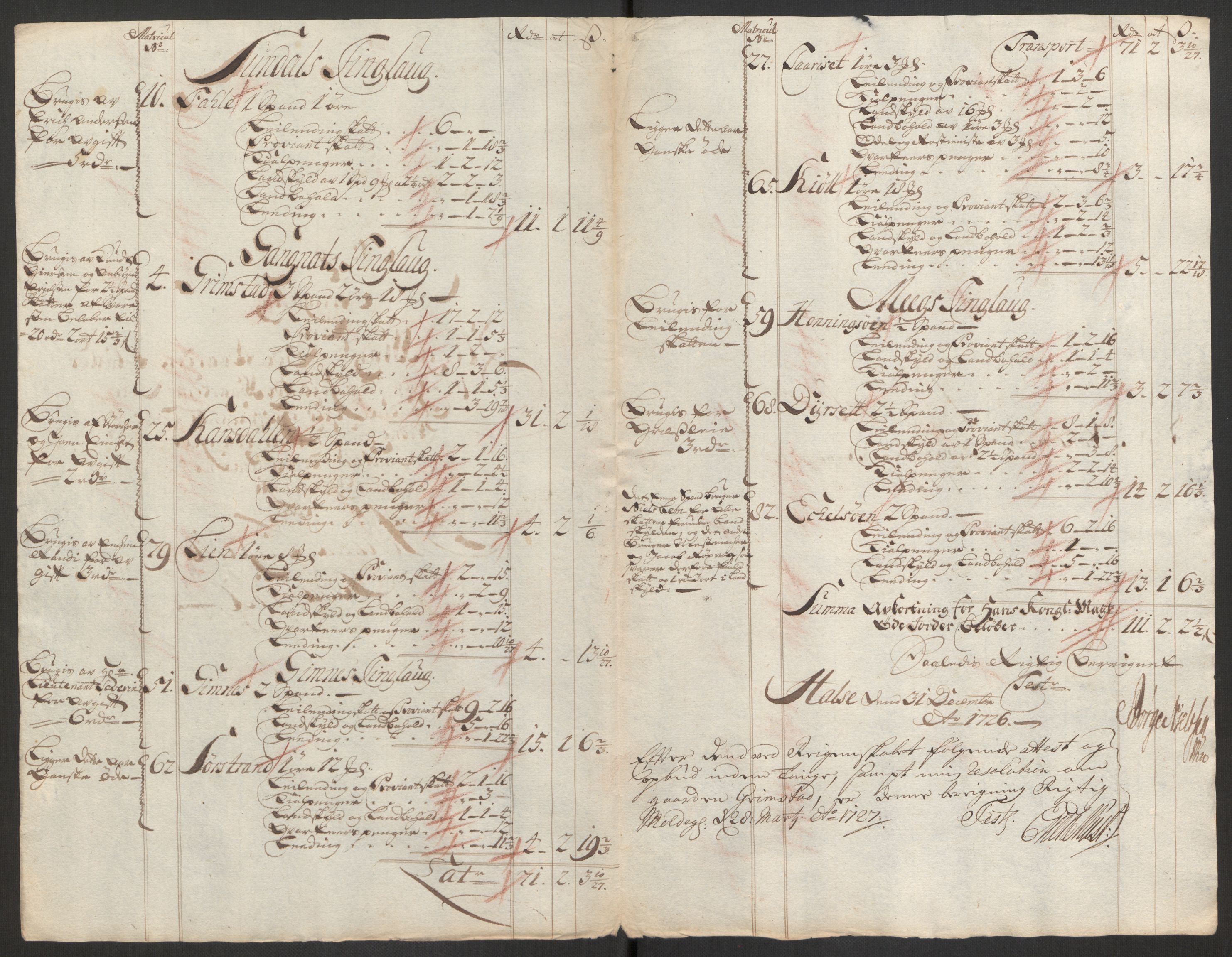 Rentekammeret inntil 1814, Reviderte regnskaper, Fogderegnskap, RA/EA-4092/R56/L3759: Fogderegnskap Nordmøre, 1726, p. 274
