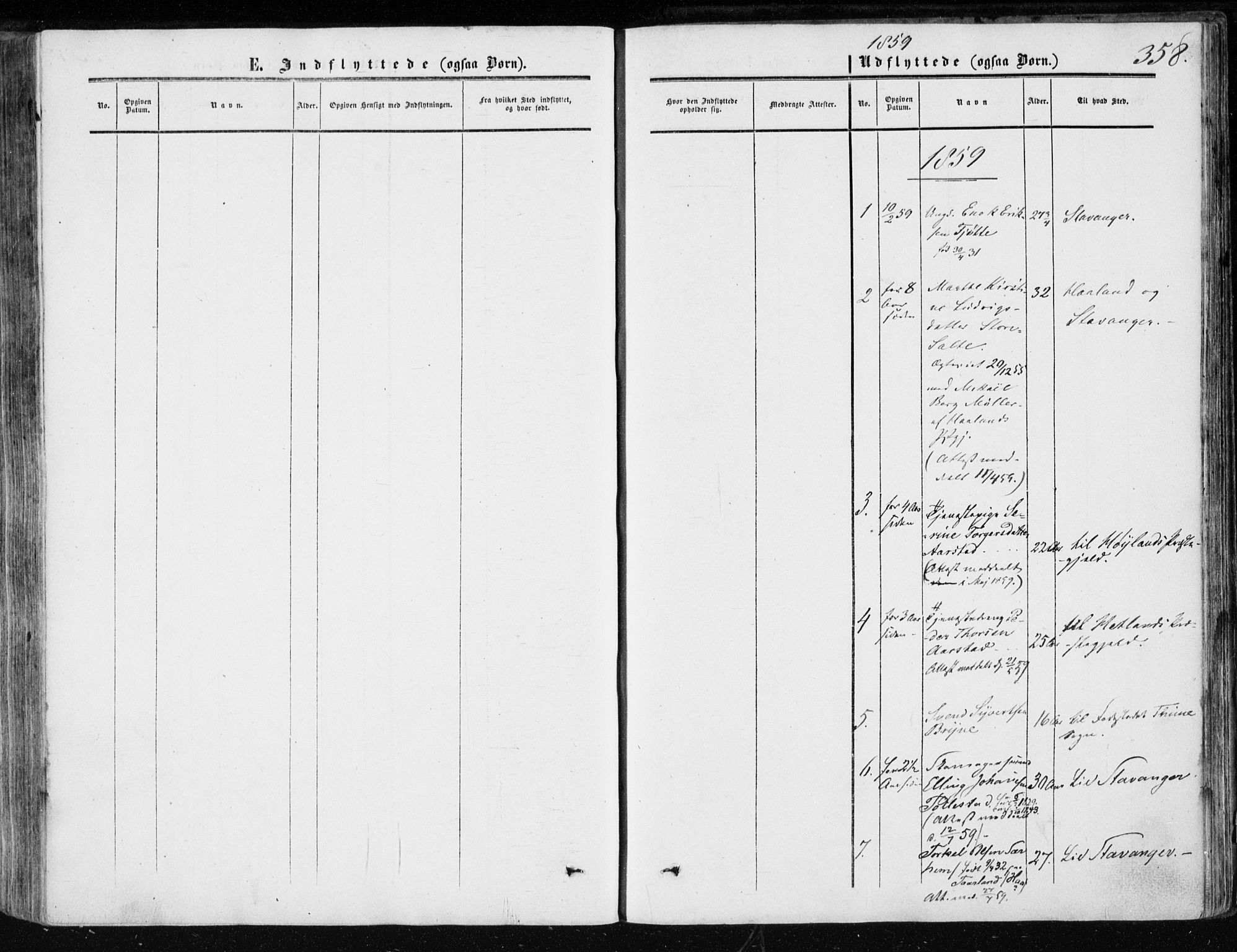 Klepp sokneprestkontor, AV/SAST-A-101803/001/3/30BA/L0005: Parish register (official) no. A 5, 1853-1870, p. 358