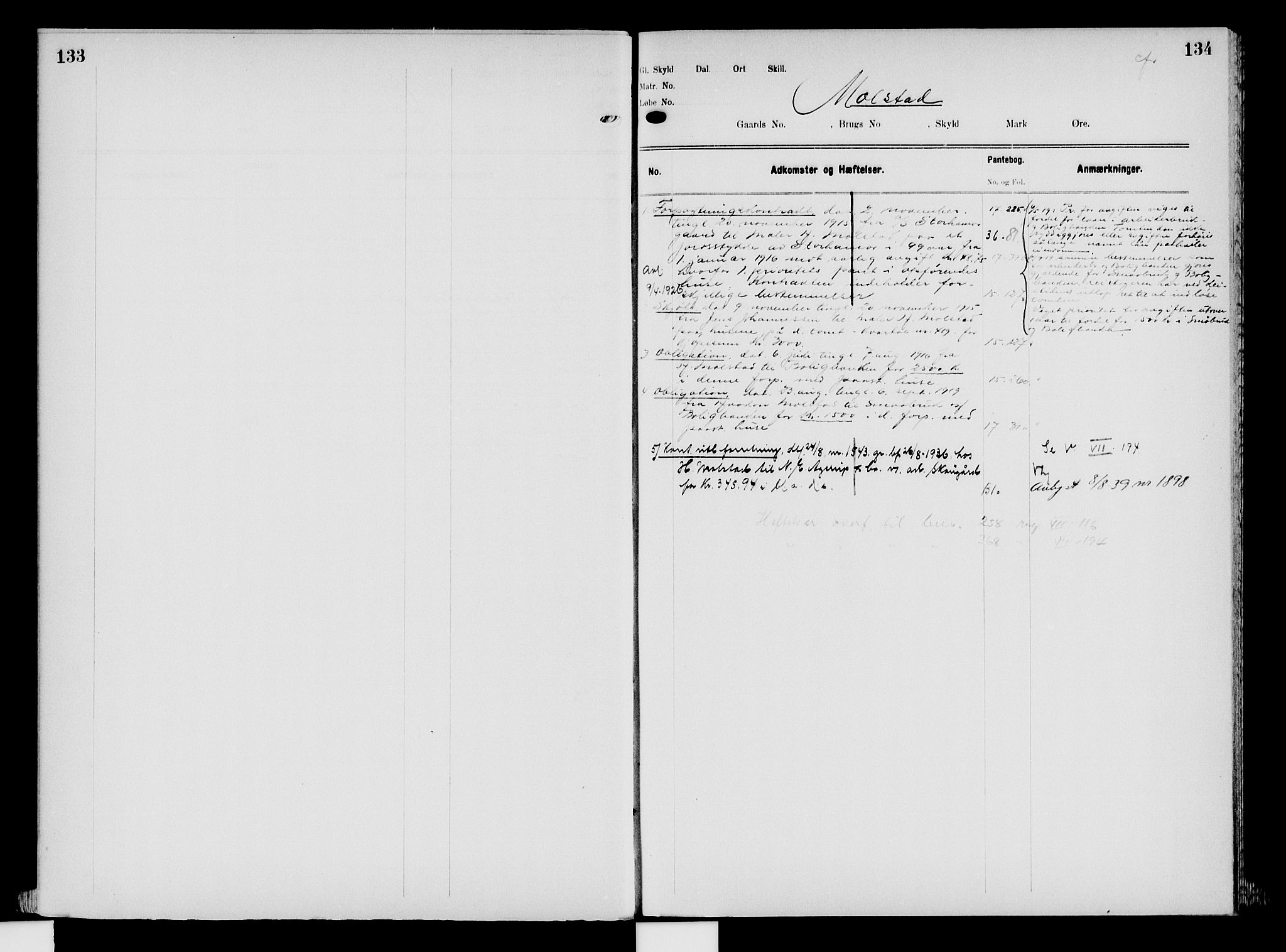 Nord-Hedmark sorenskriveri, SAH/TING-012/H/Ha/Had/Hade/L0008: Mortgage register no. 4.8, 1923-1940, p. 133-134