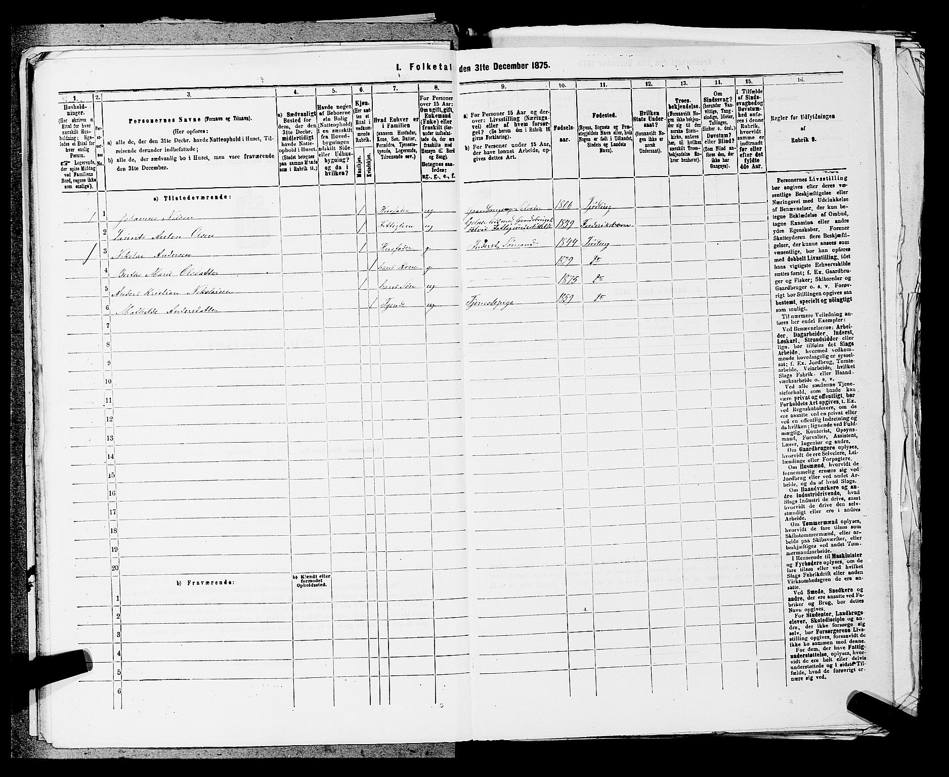 SAKO, 1875 census for 0725P Tjølling, 1875, p. 1238