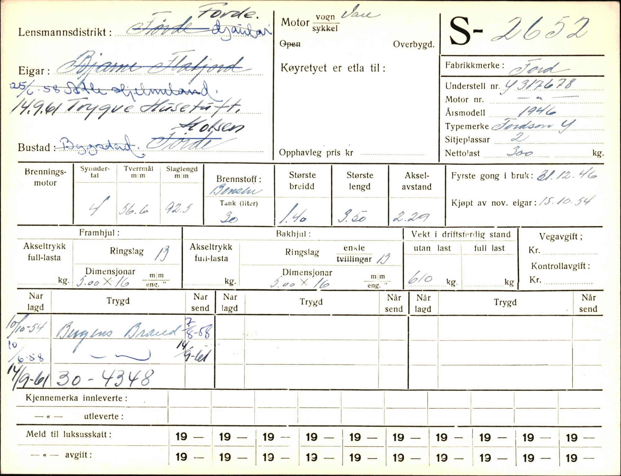 Statens vegvesen, Sogn og Fjordane vegkontor, AV/SAB-A-5301/4/F/L0004: Registerkort utmeldte Fjordane S2500-2700, S7200-7899, 1930-1961, p. 189
