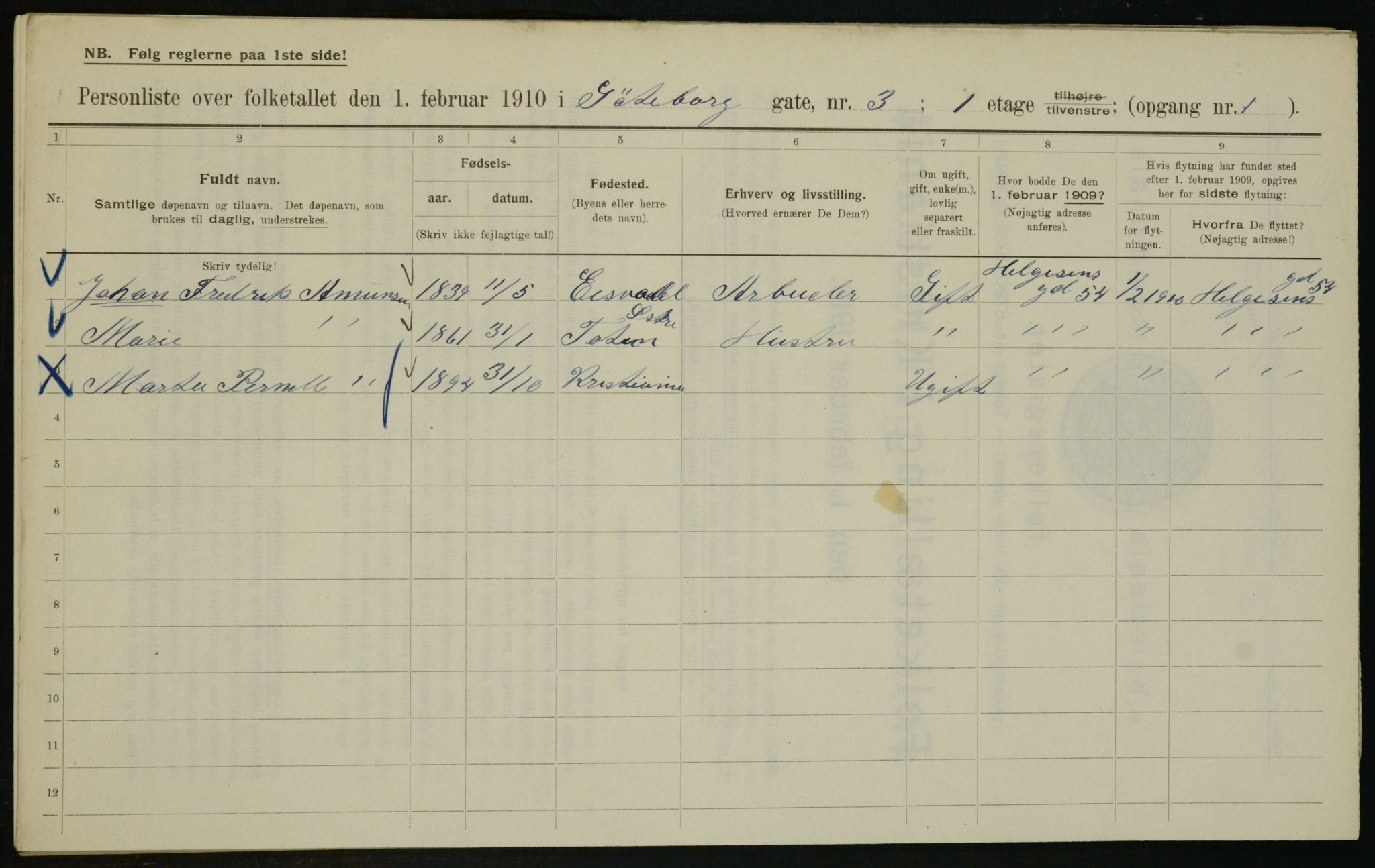 OBA, Municipal Census 1910 for Kristiania, 1910, p. 31350