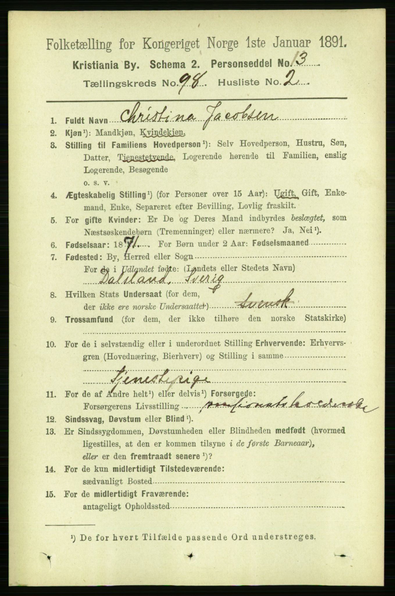 RA, 1891 census for 0301 Kristiania, 1891, p. 47746