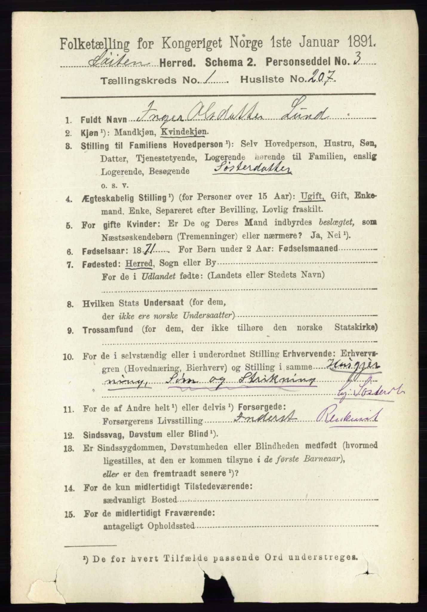 RA, 1891 census for 0415 Løten, 1891, p. 1368