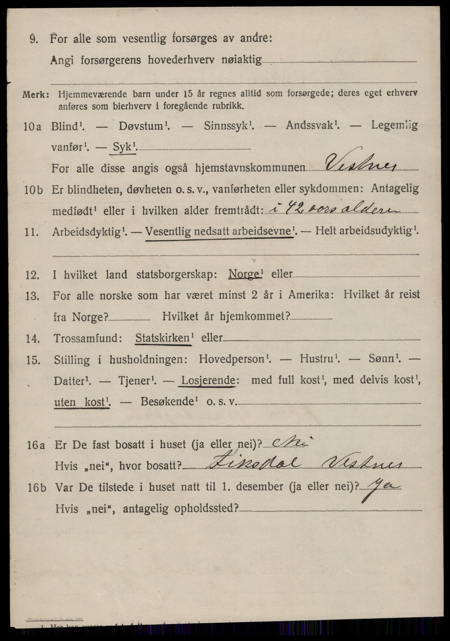 SAT, 1920 census for Vestnes, 1920, p. 5576