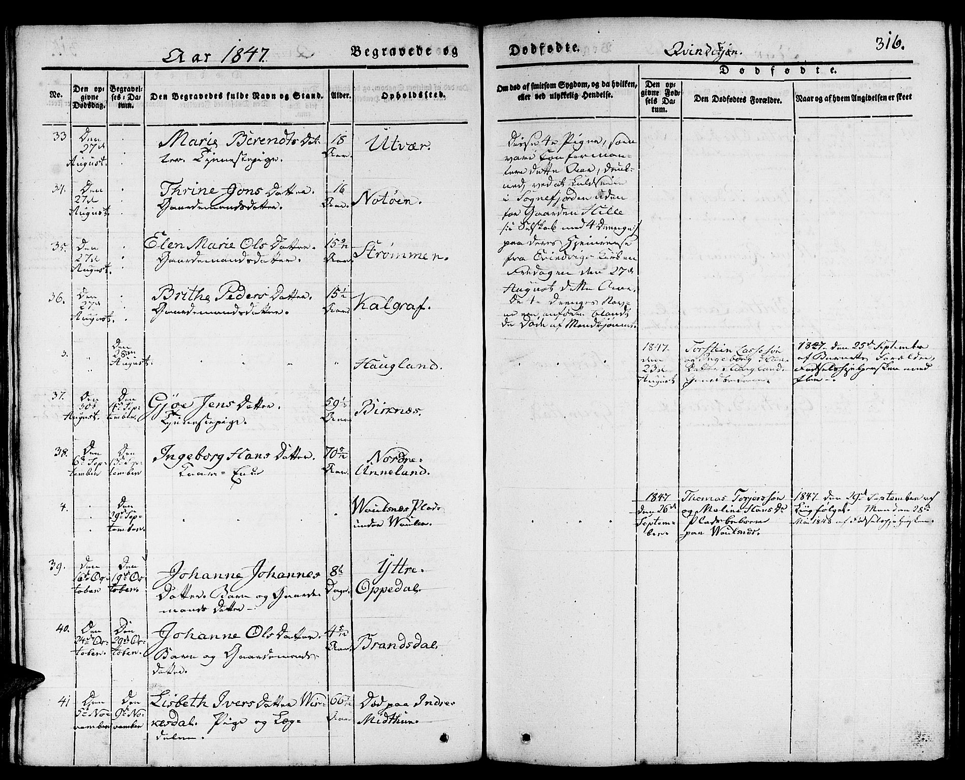 Gulen sokneprestembete, SAB/A-80201/H/Haa/Haaa/L0020: Parish register (official) no. A 20, 1837-1847, p. 316