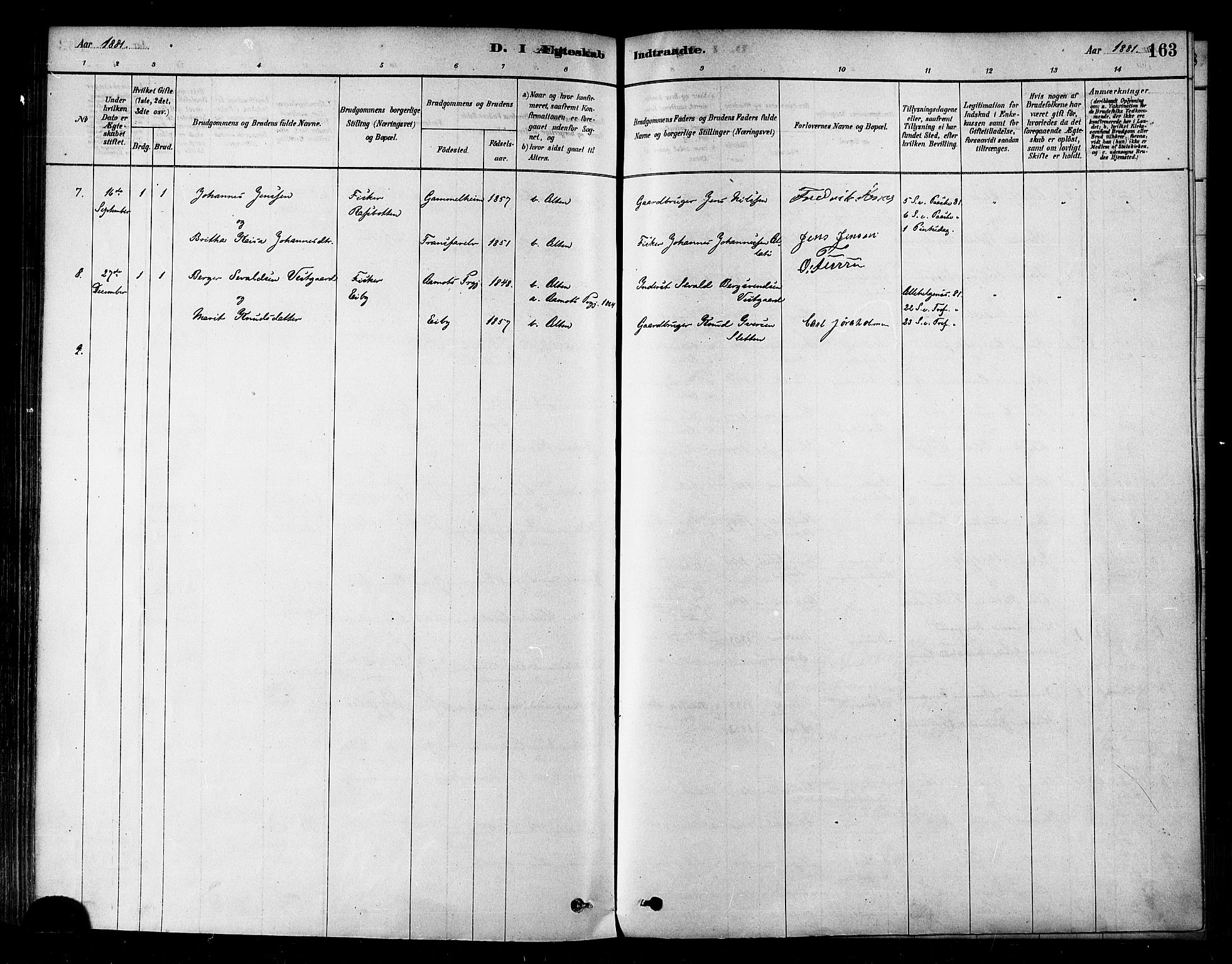 Alta sokneprestkontor, SATØ/S-1338/H/Ha/L0002.kirke: Parish register (official) no. 2, 1879-1892, p. 163