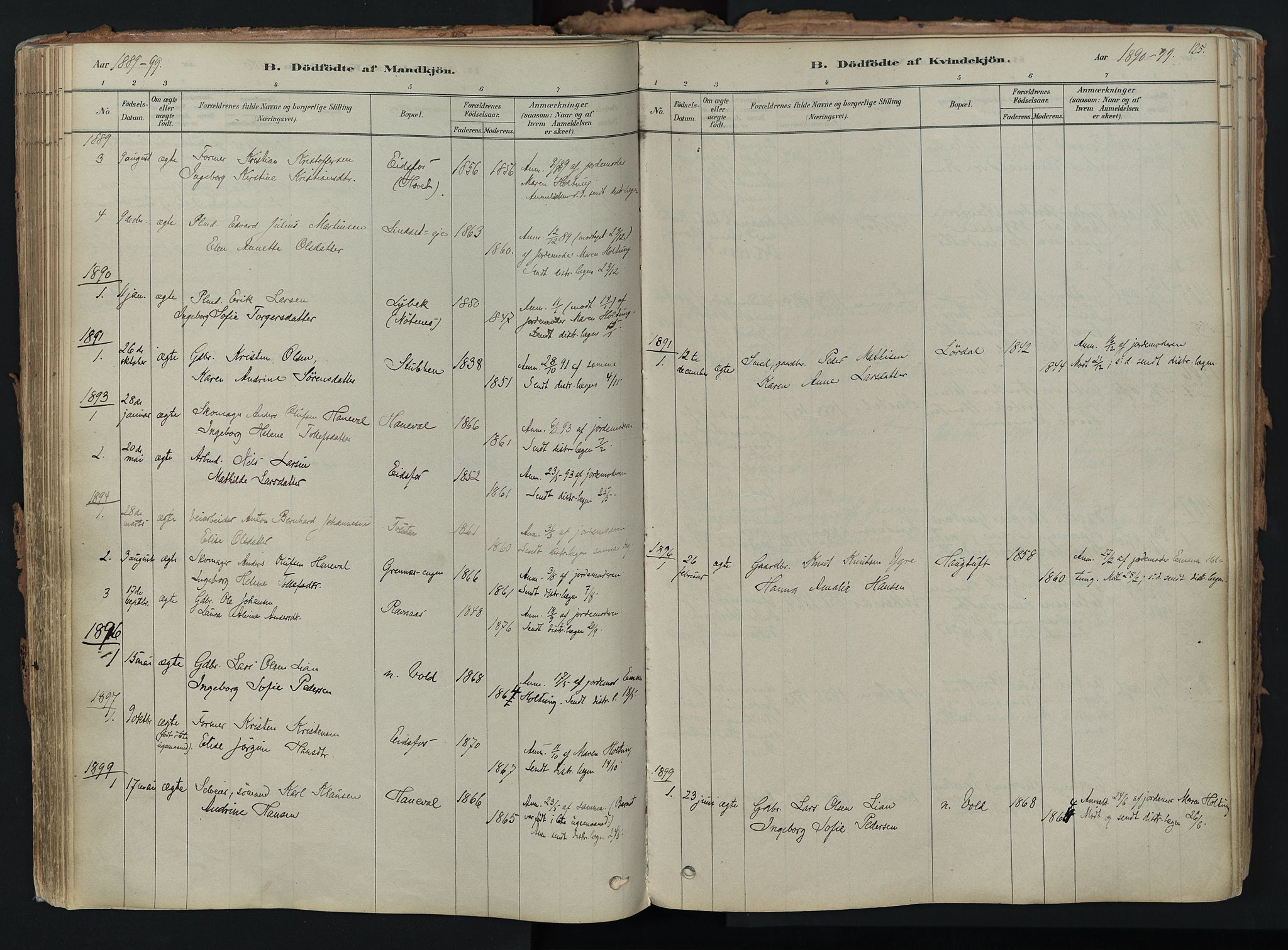 Hof kirkebøker, SAKO/A-64/F/Fa/L0007: Parish register (official) no. I 7, 1878-1940, p. 125
