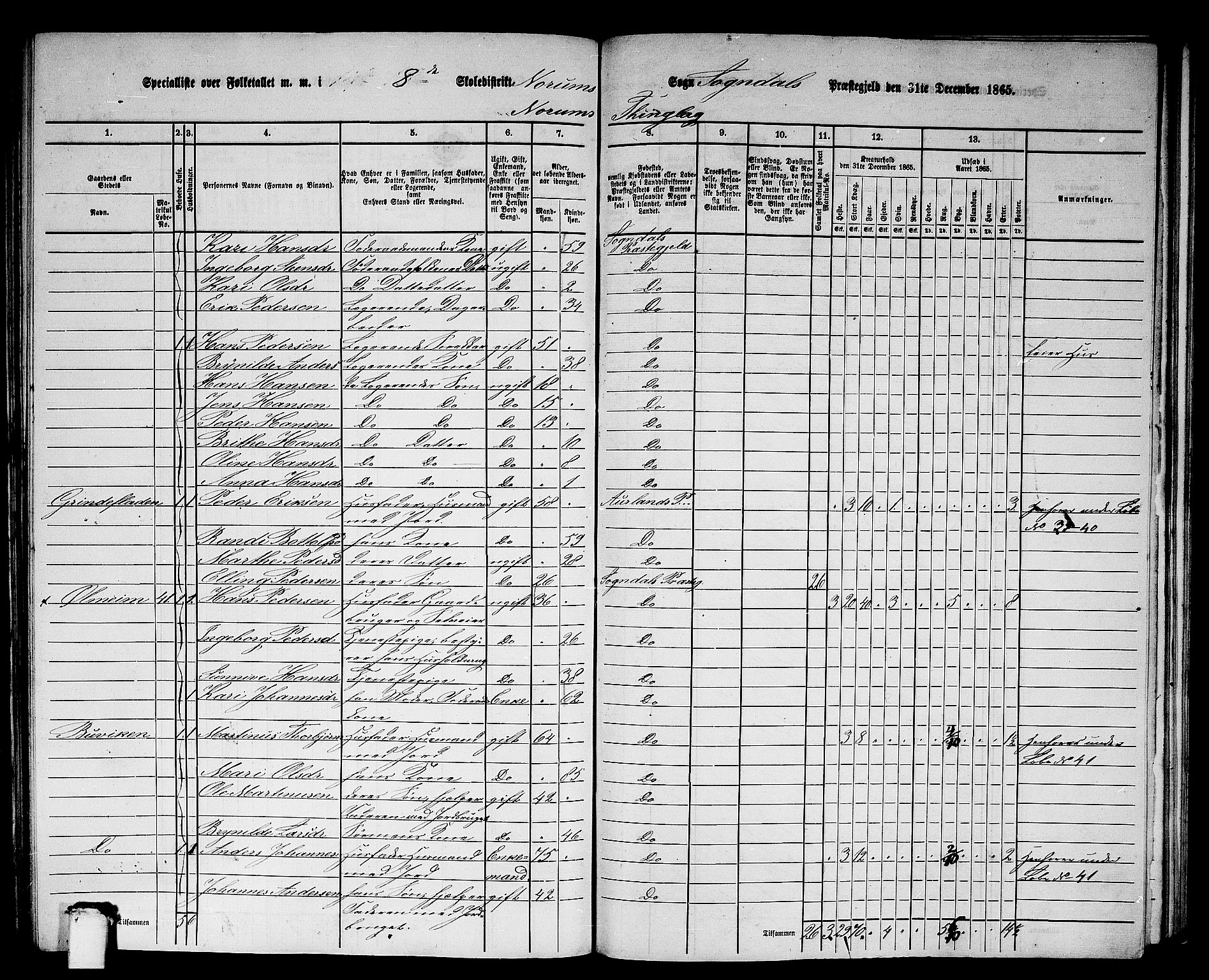 RA, 1865 census for Sogndal, 1865, p. 139