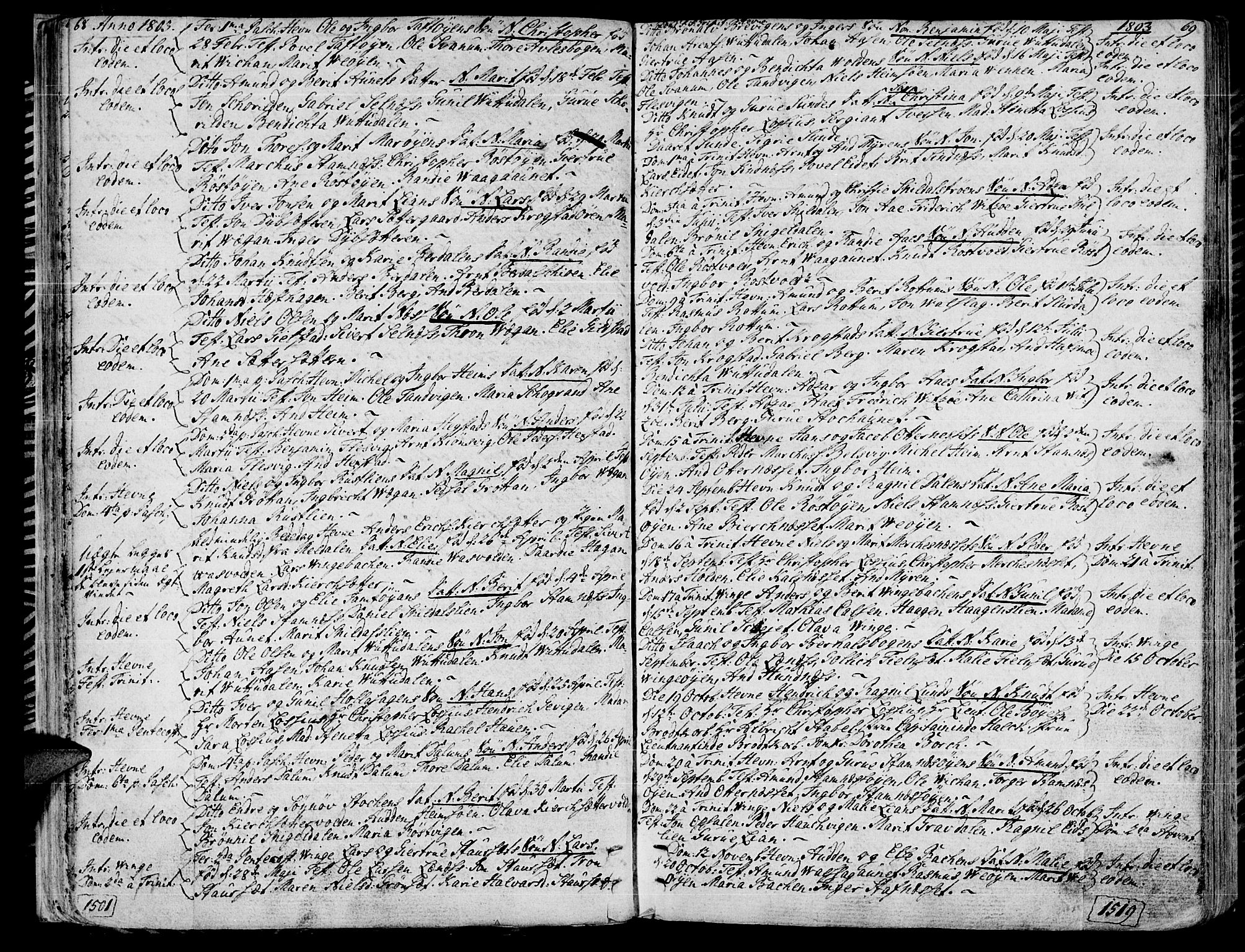 Ministerialprotokoller, klokkerbøker og fødselsregistre - Sør-Trøndelag, SAT/A-1456/630/L0490: Parish register (official) no. 630A03, 1795-1818, p. 68-69