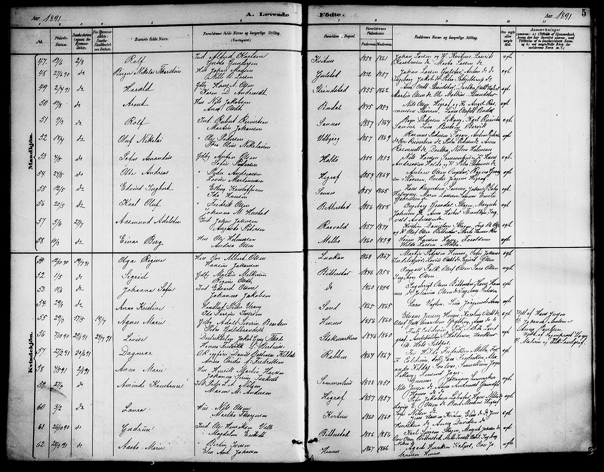 Ministerialprotokoller, klokkerbøker og fødselsregistre - Nordland, AV/SAT-A-1459/888/L1268: Parish register (copy) no. 888C06, 1891-1908, p. 5