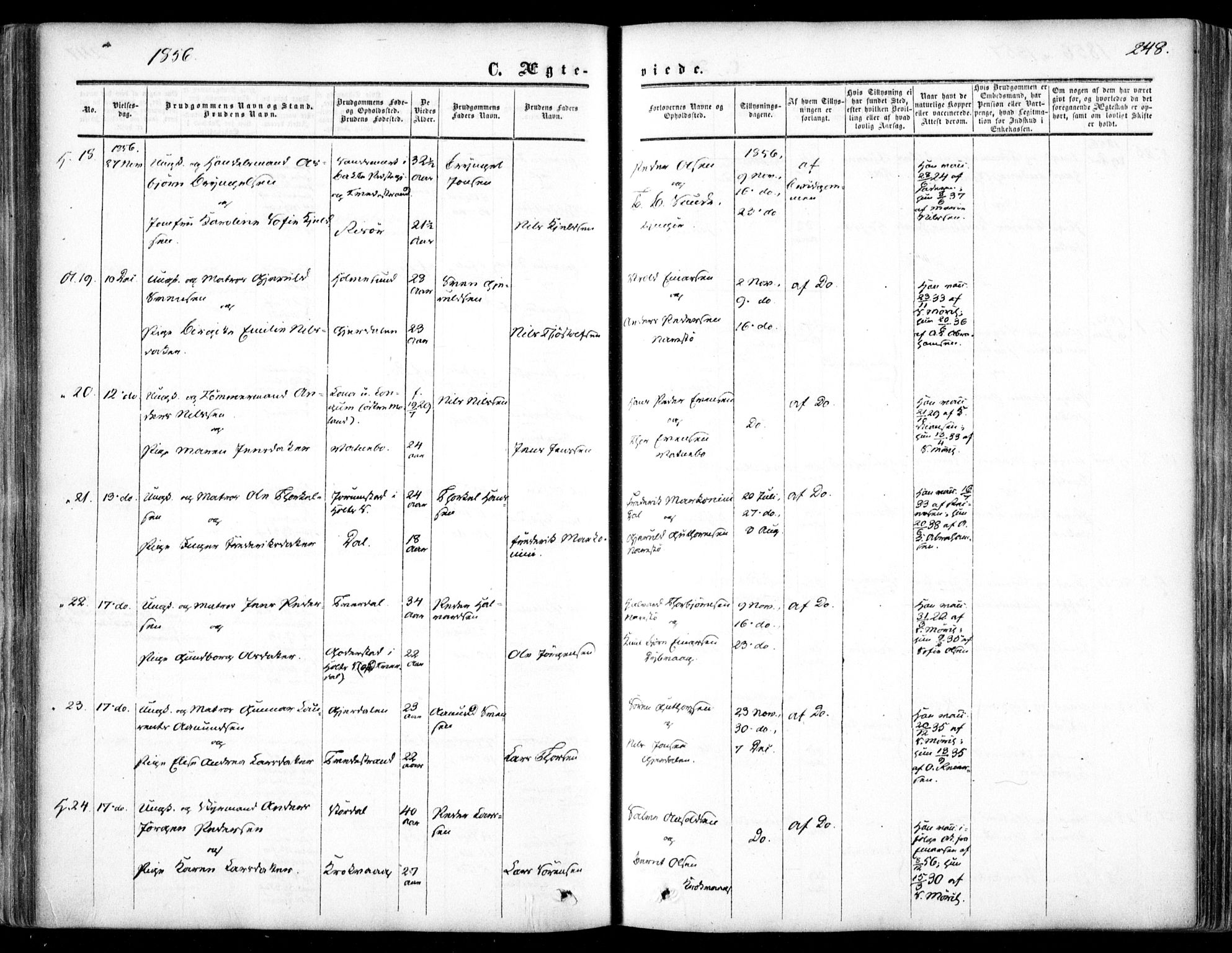 Dypvåg sokneprestkontor, AV/SAK-1111-0007/F/Fa/Faa/L0006: Parish register (official) no. A 6, 1855-1872, p. 248