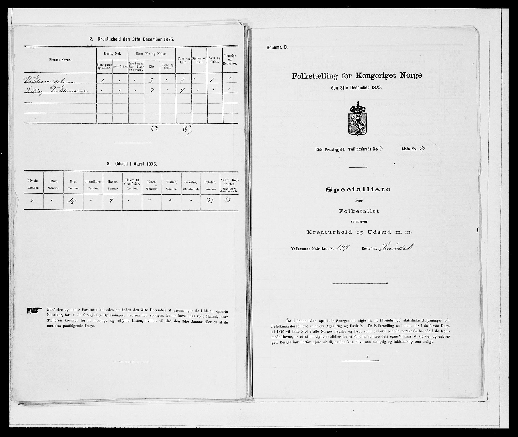 SAB, 1875 Census for 1443P Eid, 1875, p. 346