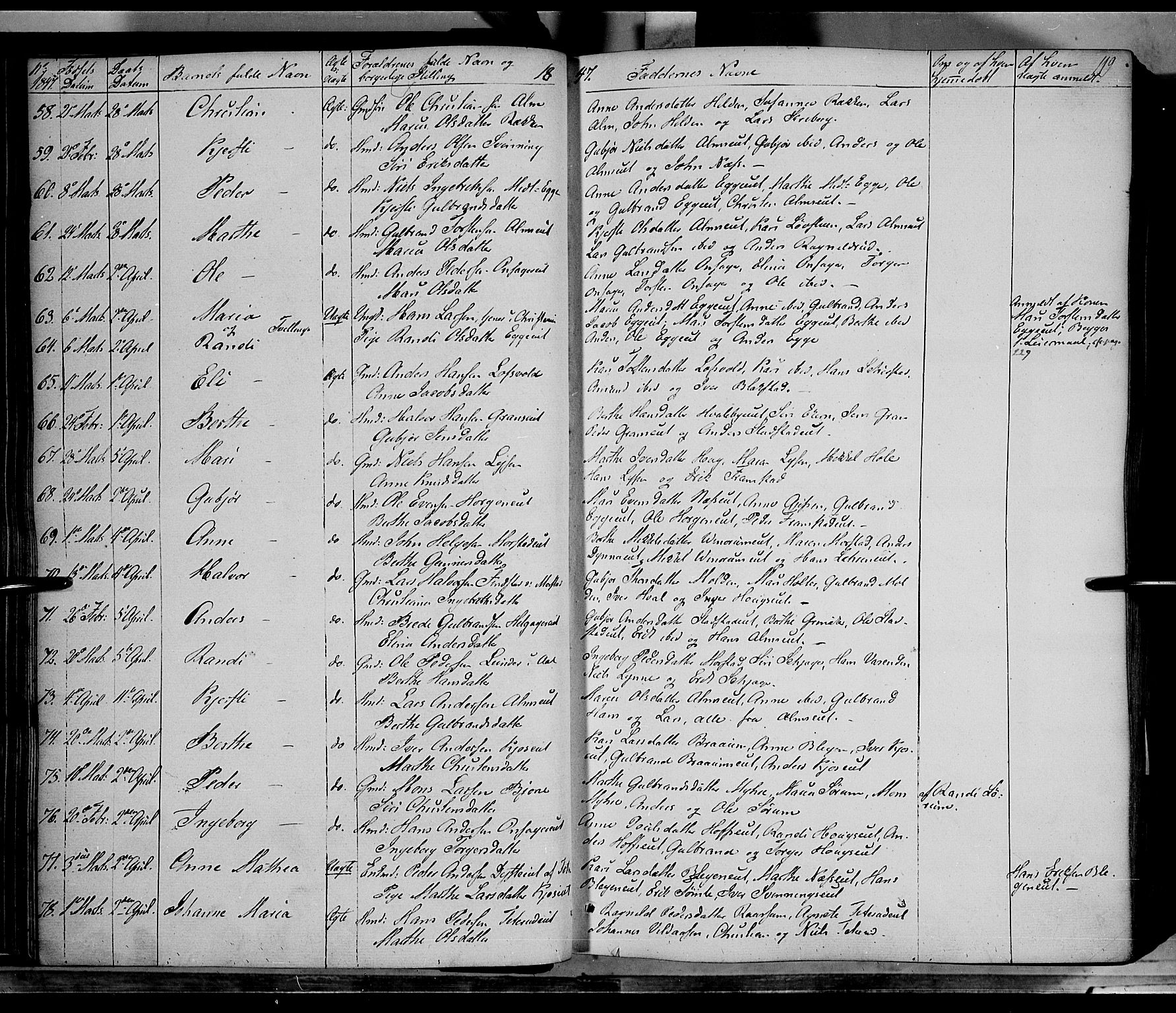 Gran prestekontor, AV/SAH-PREST-112/H/Ha/Haa/L0011: Parish register (official) no. 11, 1842-1856, p. 118-119