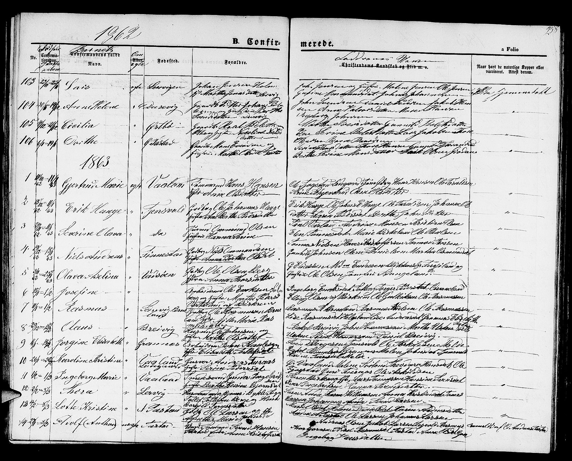 Hetland sokneprestkontor, SAST/A-101826/30/30BB/L0001: Parish register (copy) no. B 1, 1850-1868, p. 258