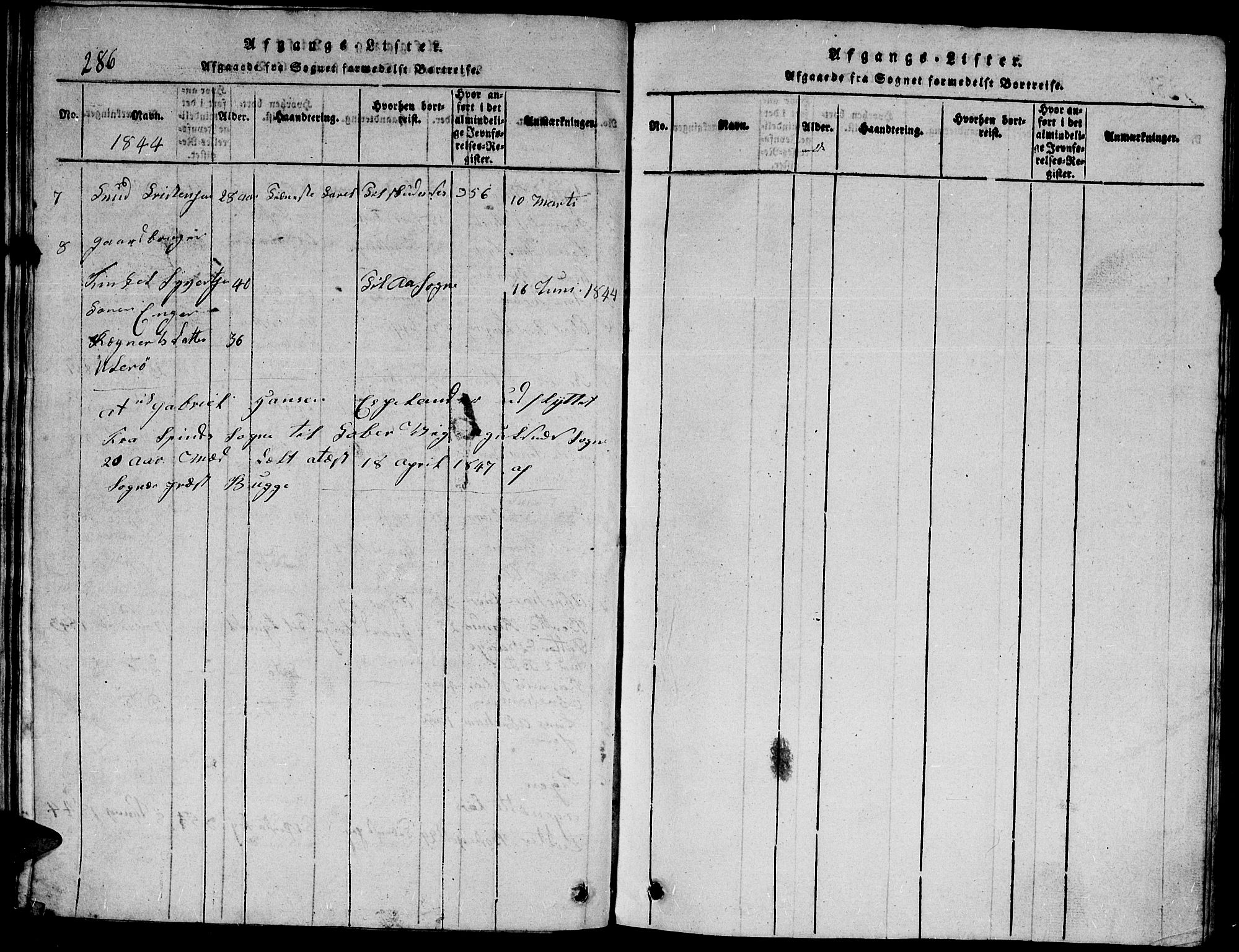 Herad sokneprestkontor, SAK/1111-0018/F/Fb/Fbb/L0001: Parish register (copy) no. B 1, 1815-1852, p. 286