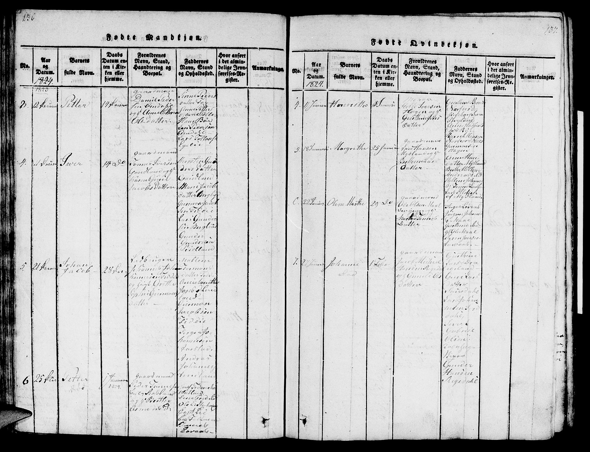 Sokndal sokneprestkontor, AV/SAST-A-101808: Parish register (official) no. A 6, 1815-1826, p. 136-137