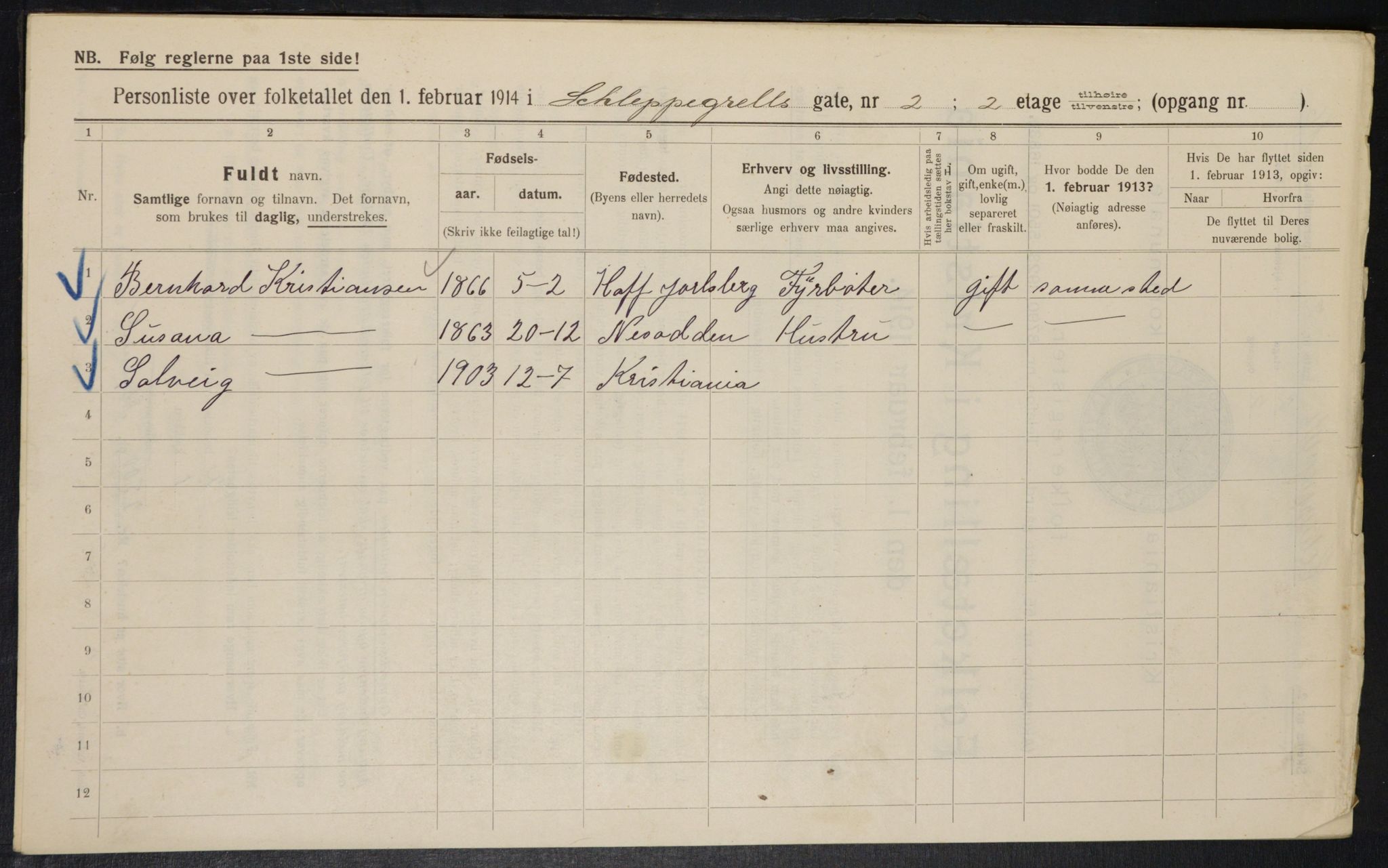 OBA, Municipal Census 1914 for Kristiania, 1914, p. 89433