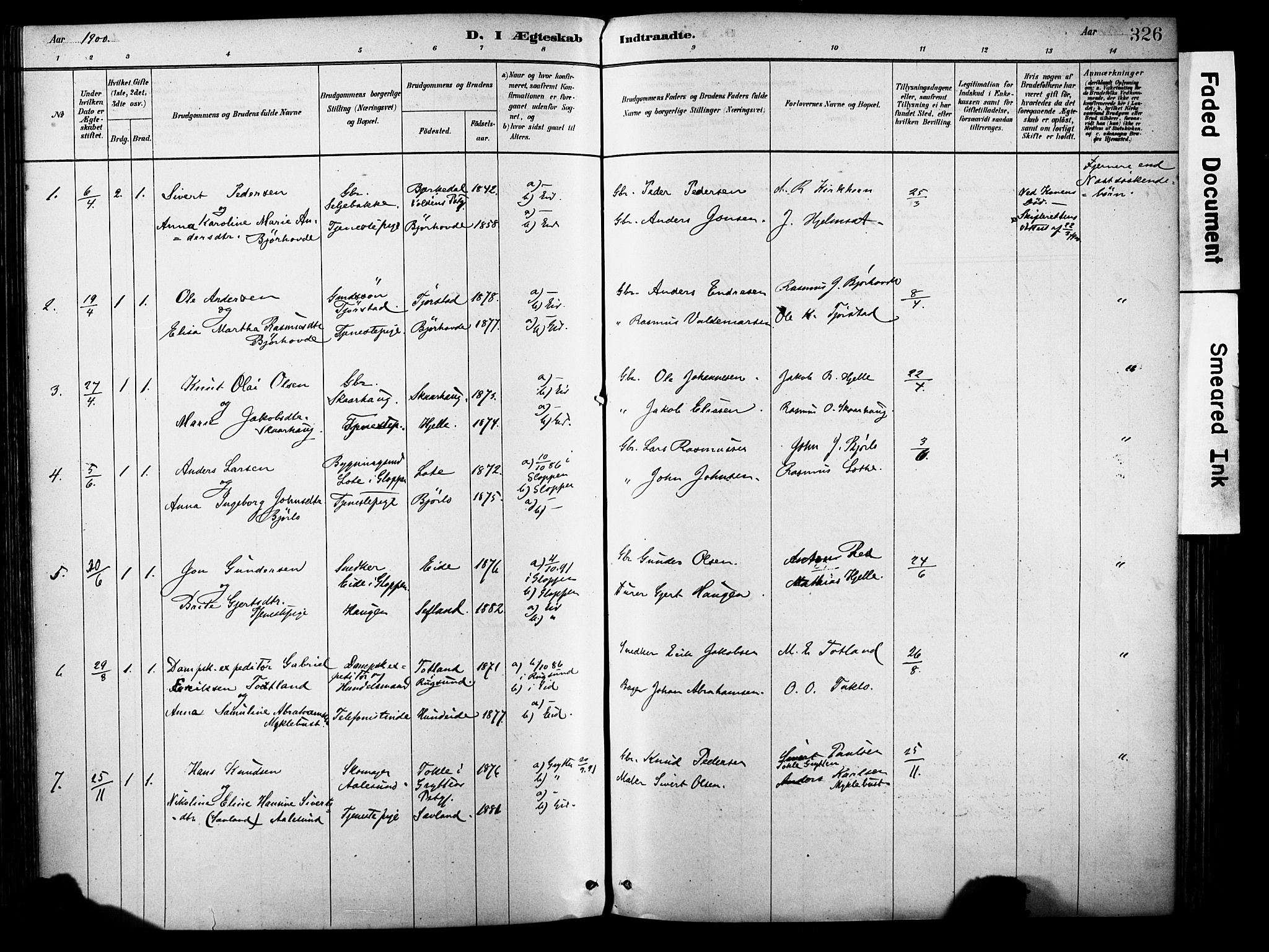 Eid sokneprestembete, AV/SAB-A-82301/H/Haa/Haab/L0001: Parish register (official) no. B 1, 1879-1906, p. 326