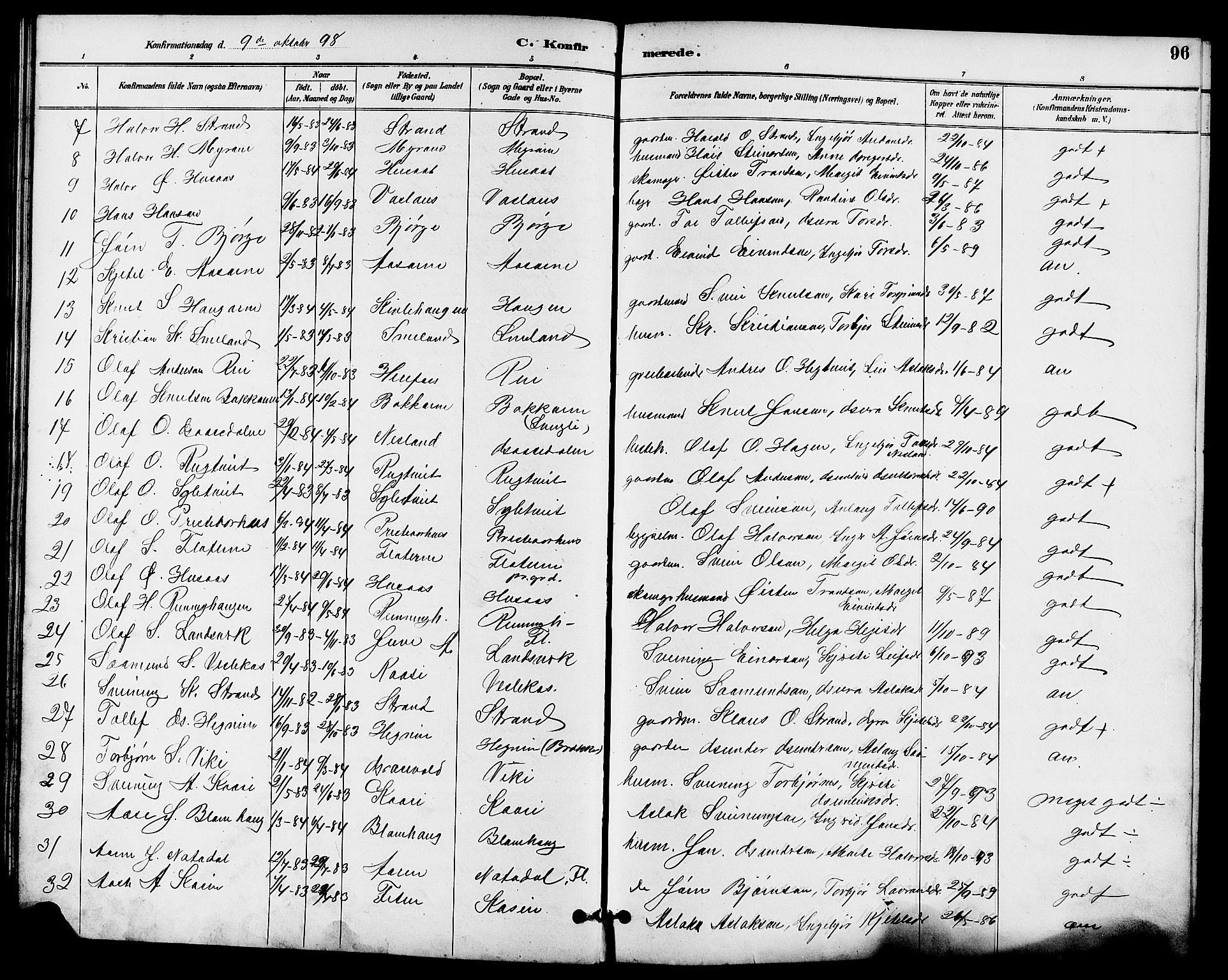 Seljord kirkebøker, SAKO/A-20/G/Ga/L0005: Parish register (copy) no. I 5, 1887-1914, p. 96