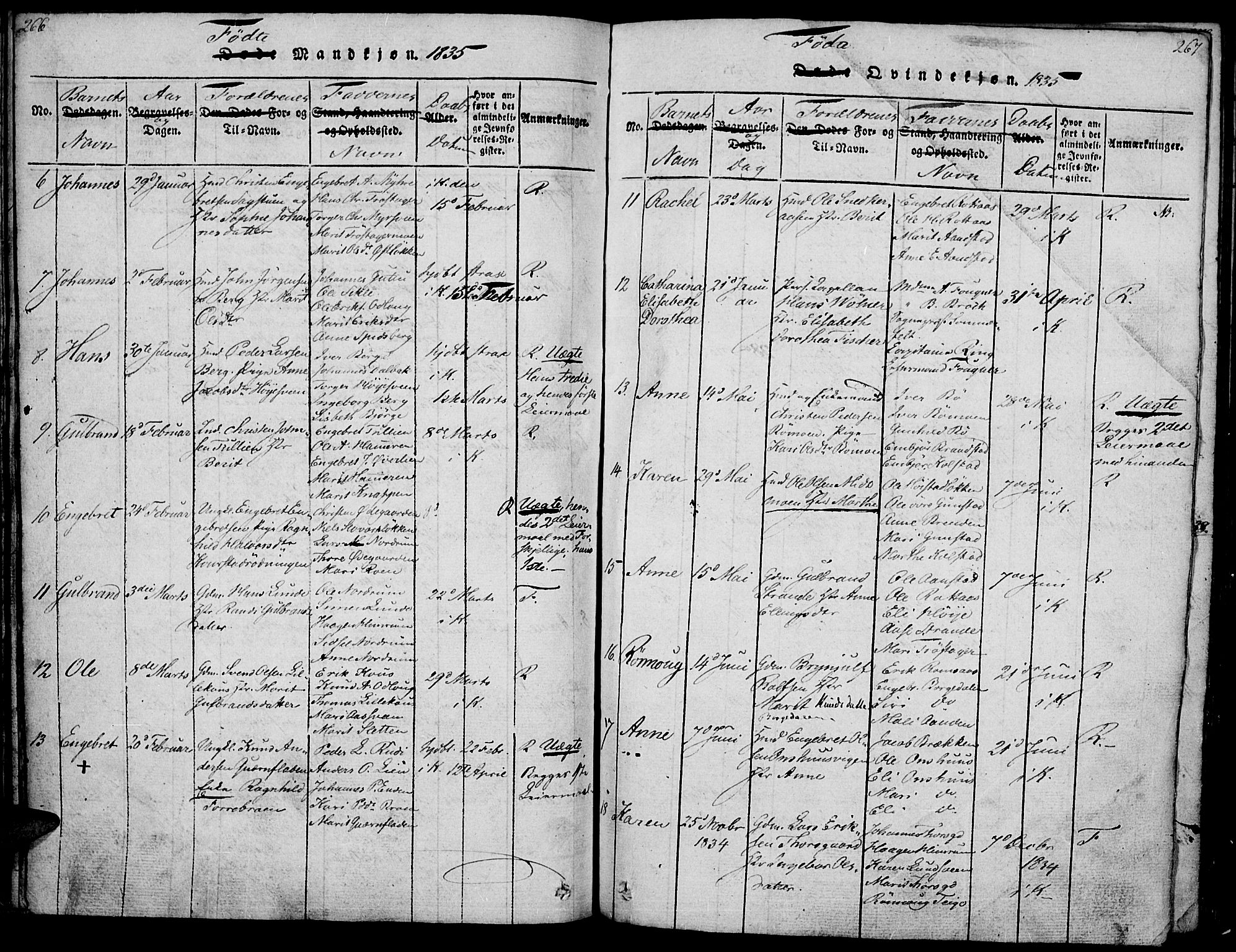 Ringebu prestekontor, SAH/PREST-082/H/Ha/Haa/L0004: Parish register (official) no. 4, 1821-1839, p. 266-267