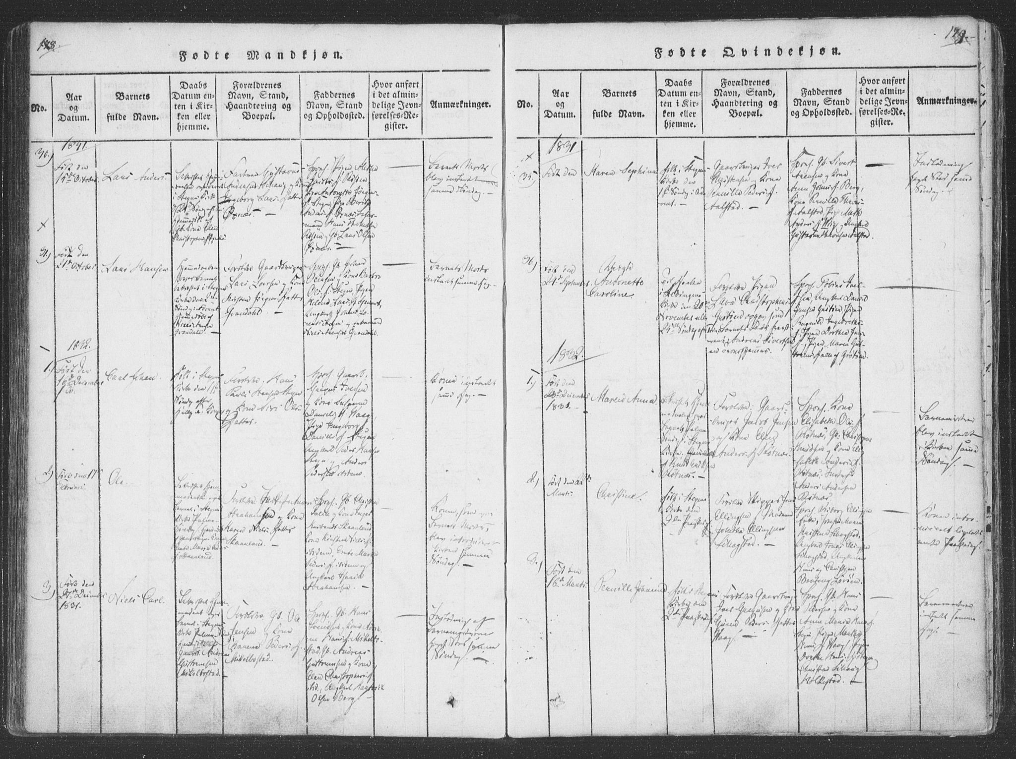 Ministerialprotokoller, klokkerbøker og fødselsregistre - Nordland, SAT/A-1459/855/L0798: Parish register (official) no. 855A06, 1821-1835, p. 178-179