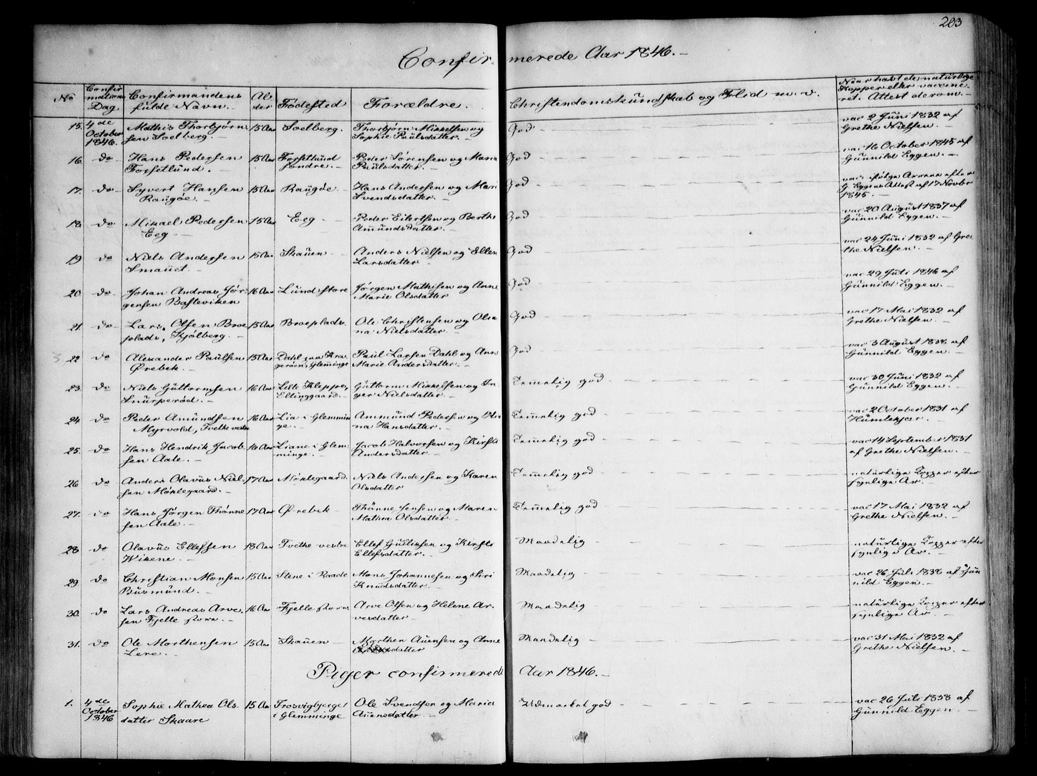 Onsøy prestekontor Kirkebøker, AV/SAO-A-10914/F/Fa/L0003: Parish register (official) no. I 3, 1841-1860, p. 203