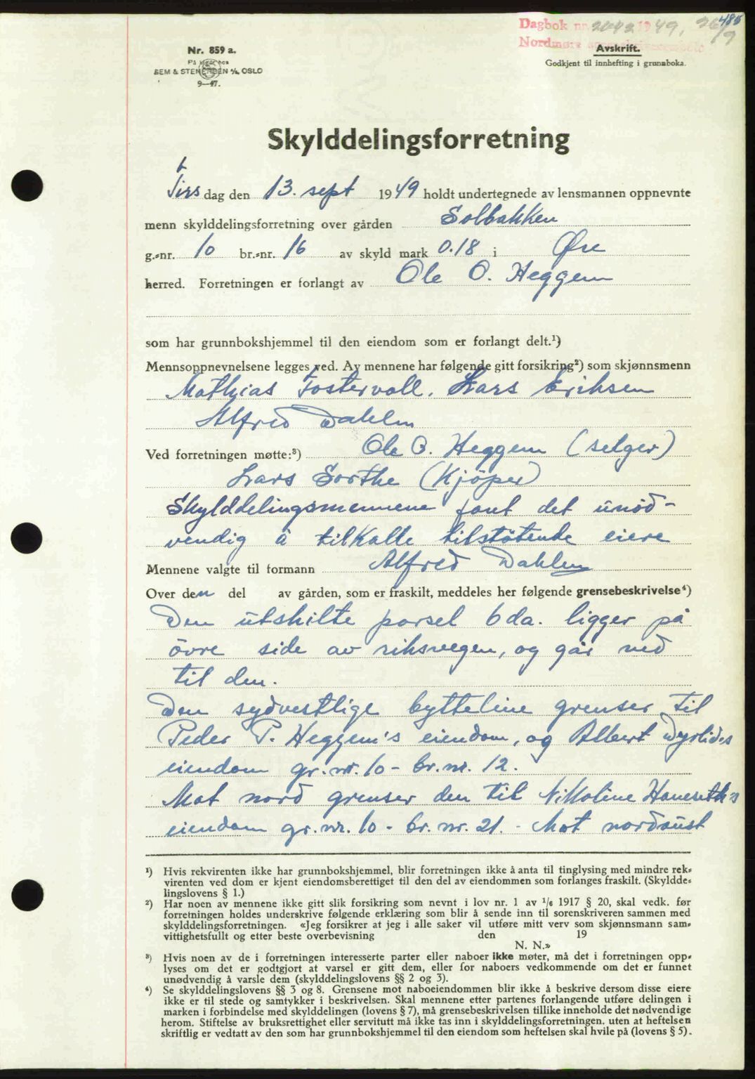 Nordmøre sorenskriveri, AV/SAT-A-4132/1/2/2Ca: Mortgage book no. A112, 1949-1949, Diary no: : 2642/1949