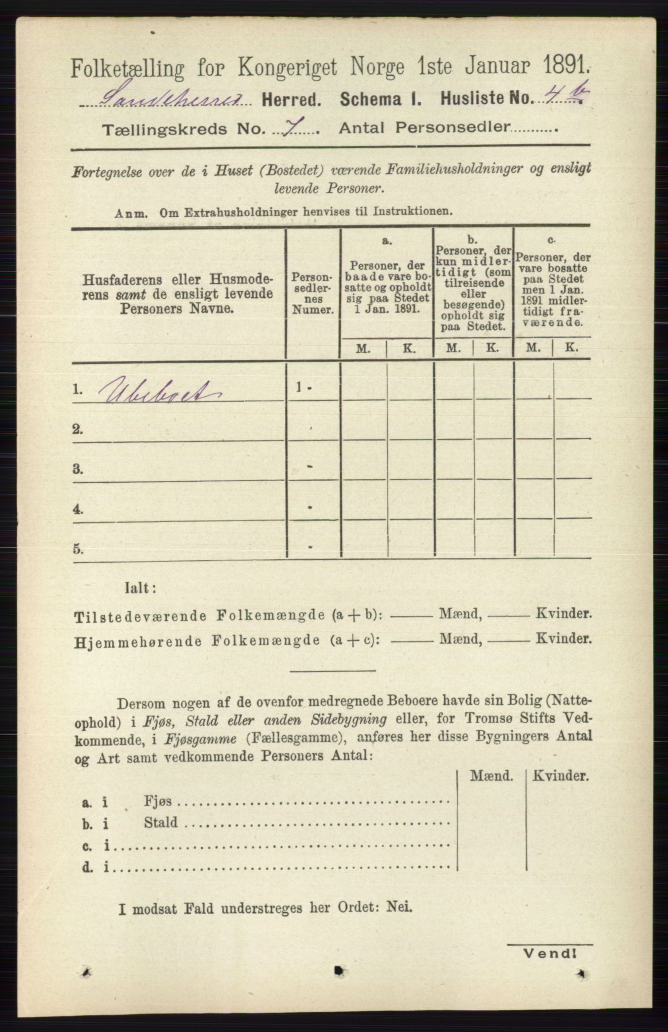 RA, 1891 census for 0724 Sandeherred, 1891, p. 3976