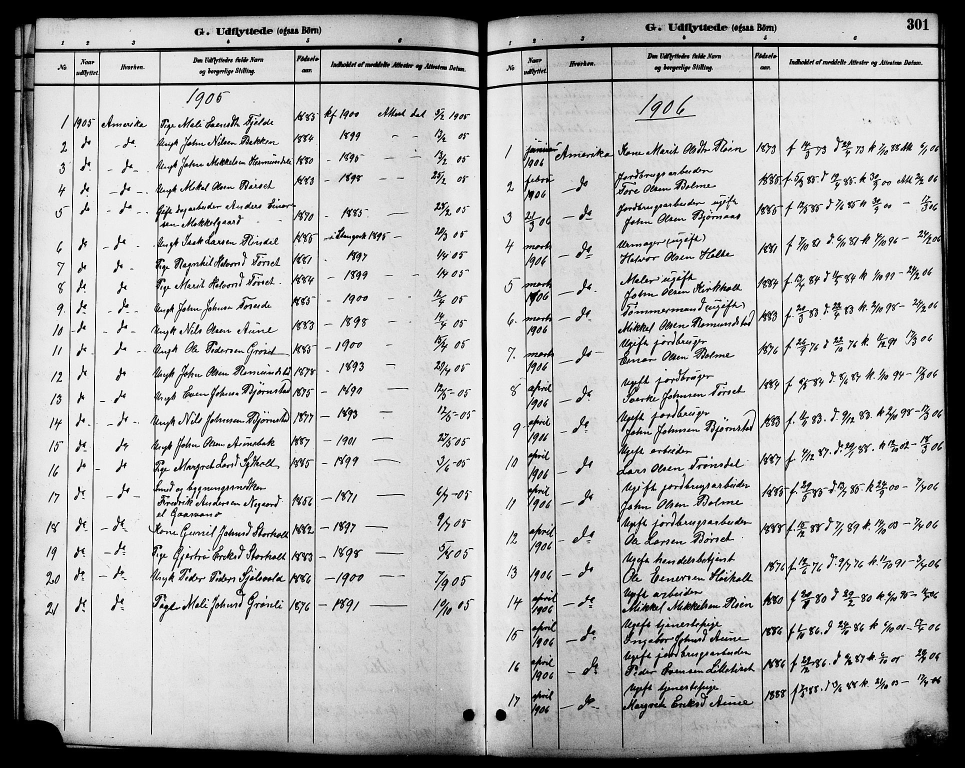 Ministerialprotokoller, klokkerbøker og fødselsregistre - Møre og Romsdal, SAT/A-1454/598/L1078: Parish register (copy) no. 598C03, 1892-1909, p. 301