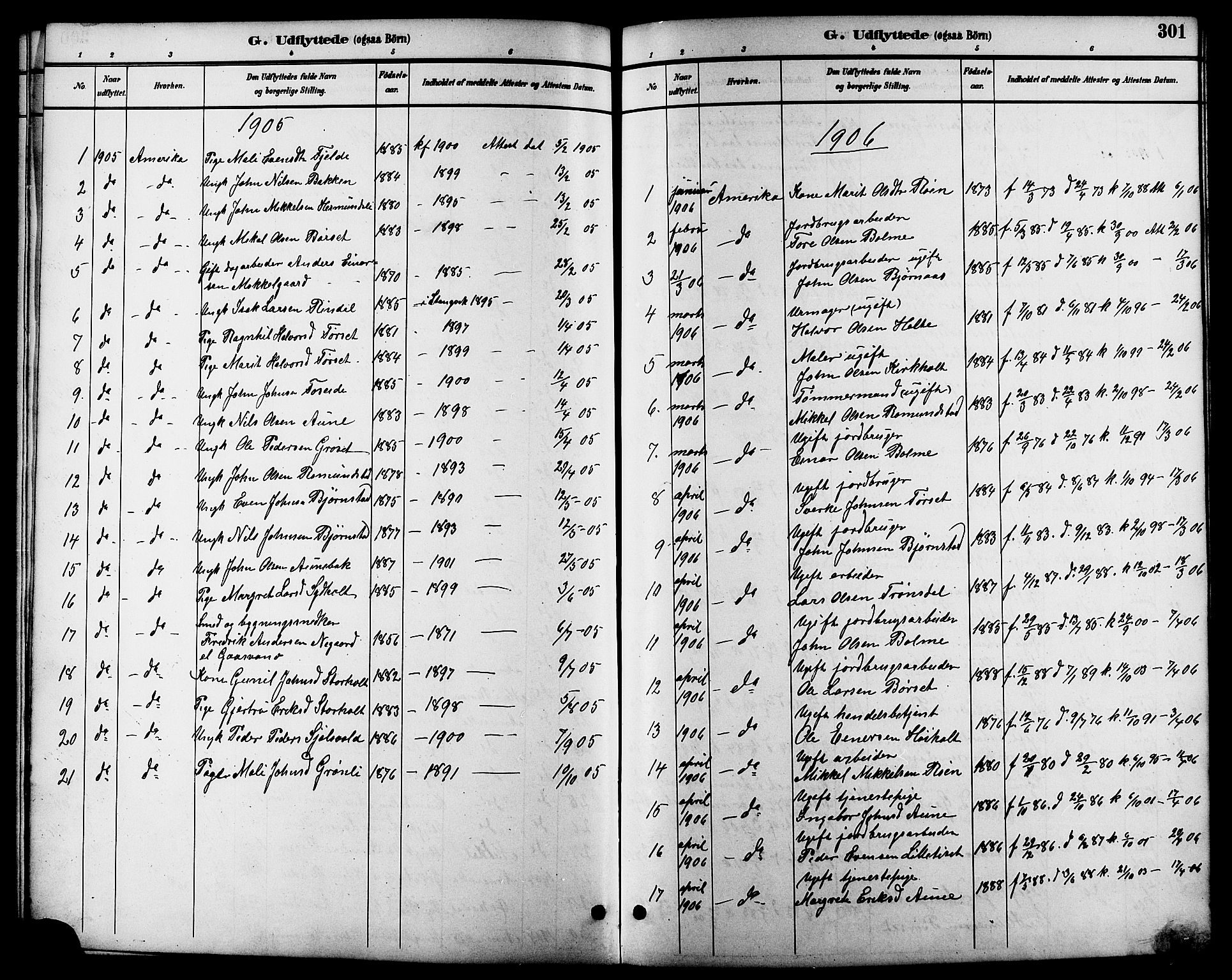 Ministerialprotokoller, klokkerbøker og fødselsregistre - Møre og Romsdal, AV/SAT-A-1454/598/L1078: Parish register (copy) no. 598C03, 1892-1909, p. 301