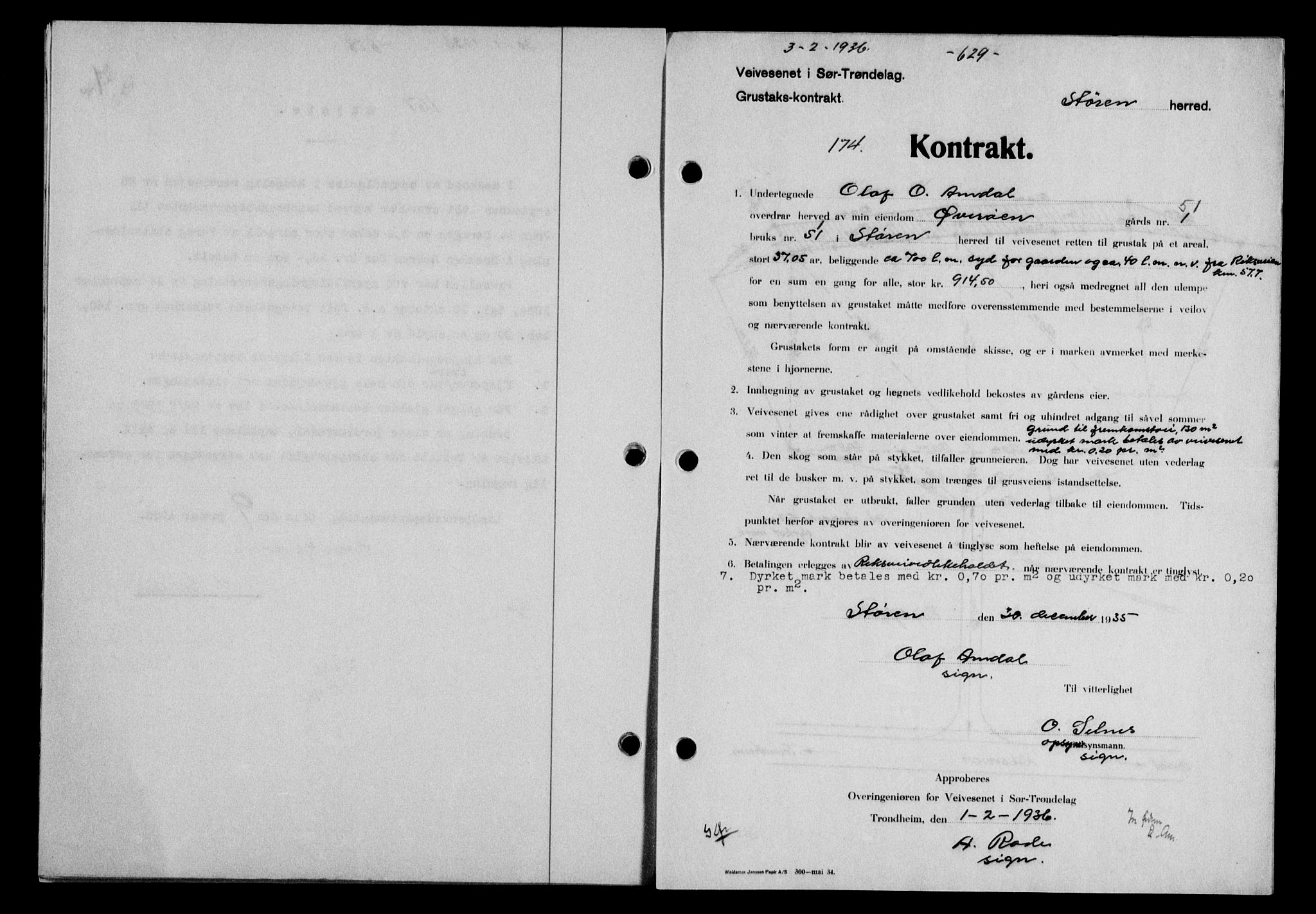 Gauldal sorenskriveri, SAT/A-0014/1/2/2C/L0045: Mortgage book no. 47-49, 1935-1936, Deed date: 03.02.1936