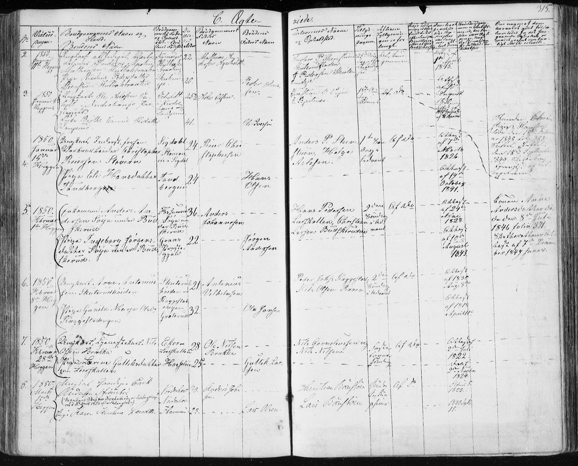 Modum kirkebøker, AV/SAKO-A-234/F/Fa/L0007: Parish register (official) no. 7, 1841-1850, p. 315