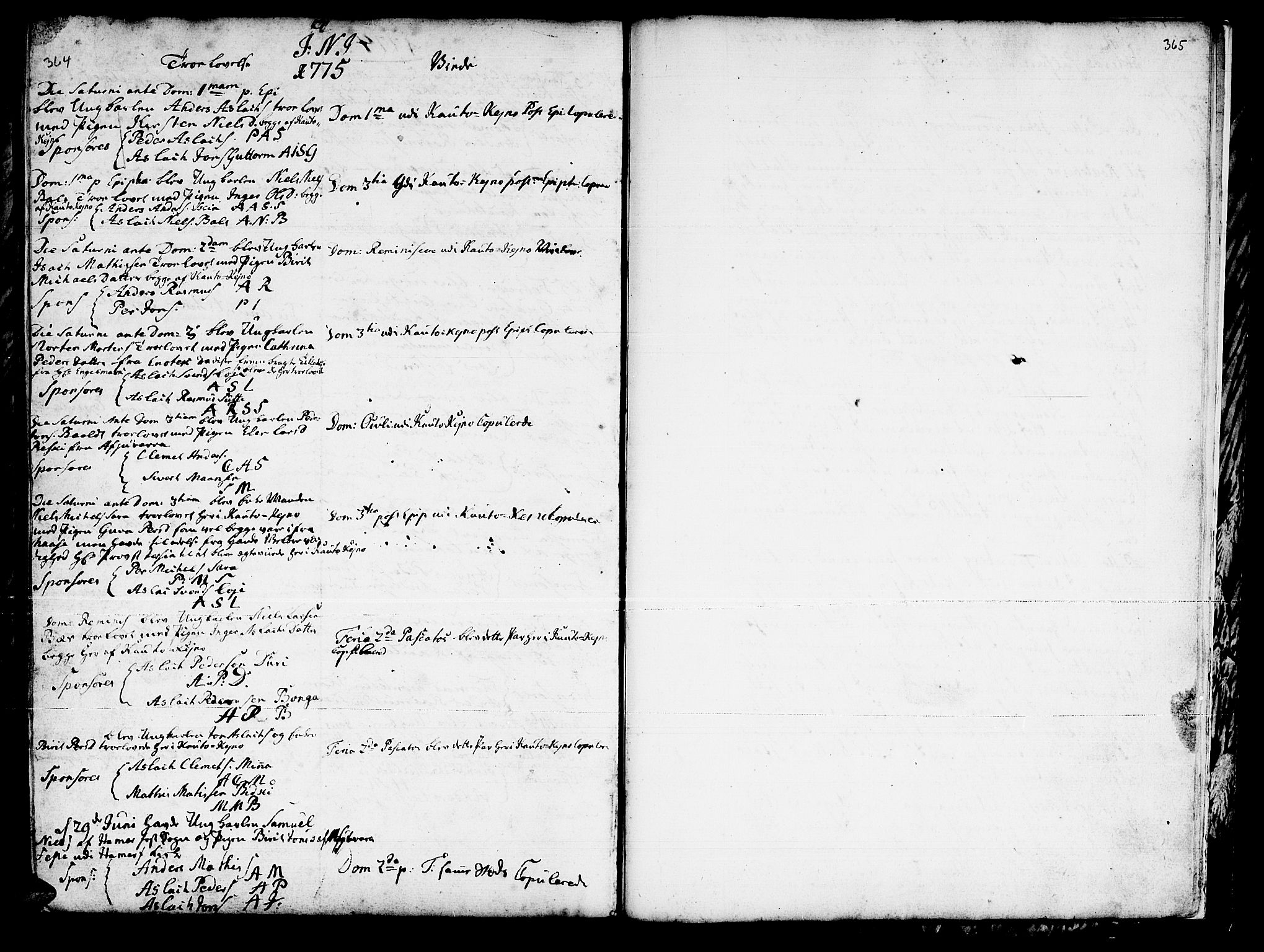 Kautokeino sokneprestembete, SATØ/S-1340/H/Ha/L0001.kirke: Parish register (official) no. 1, 1723-1776, p. 364-365