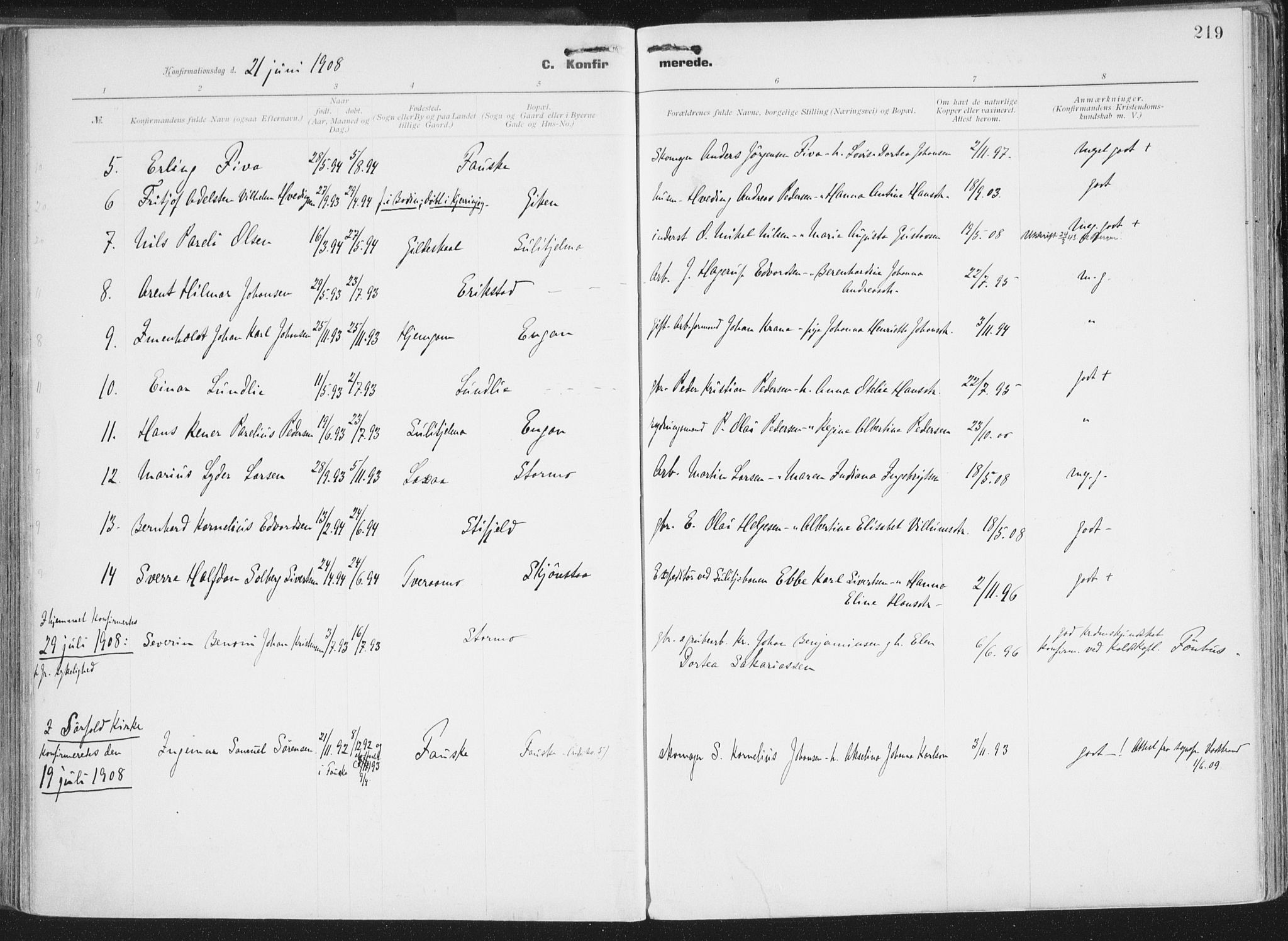 Ministerialprotokoller, klokkerbøker og fødselsregistre - Nordland, SAT/A-1459/849/L0696: Parish register (official) no. 849A08, 1898-1910, p. 219