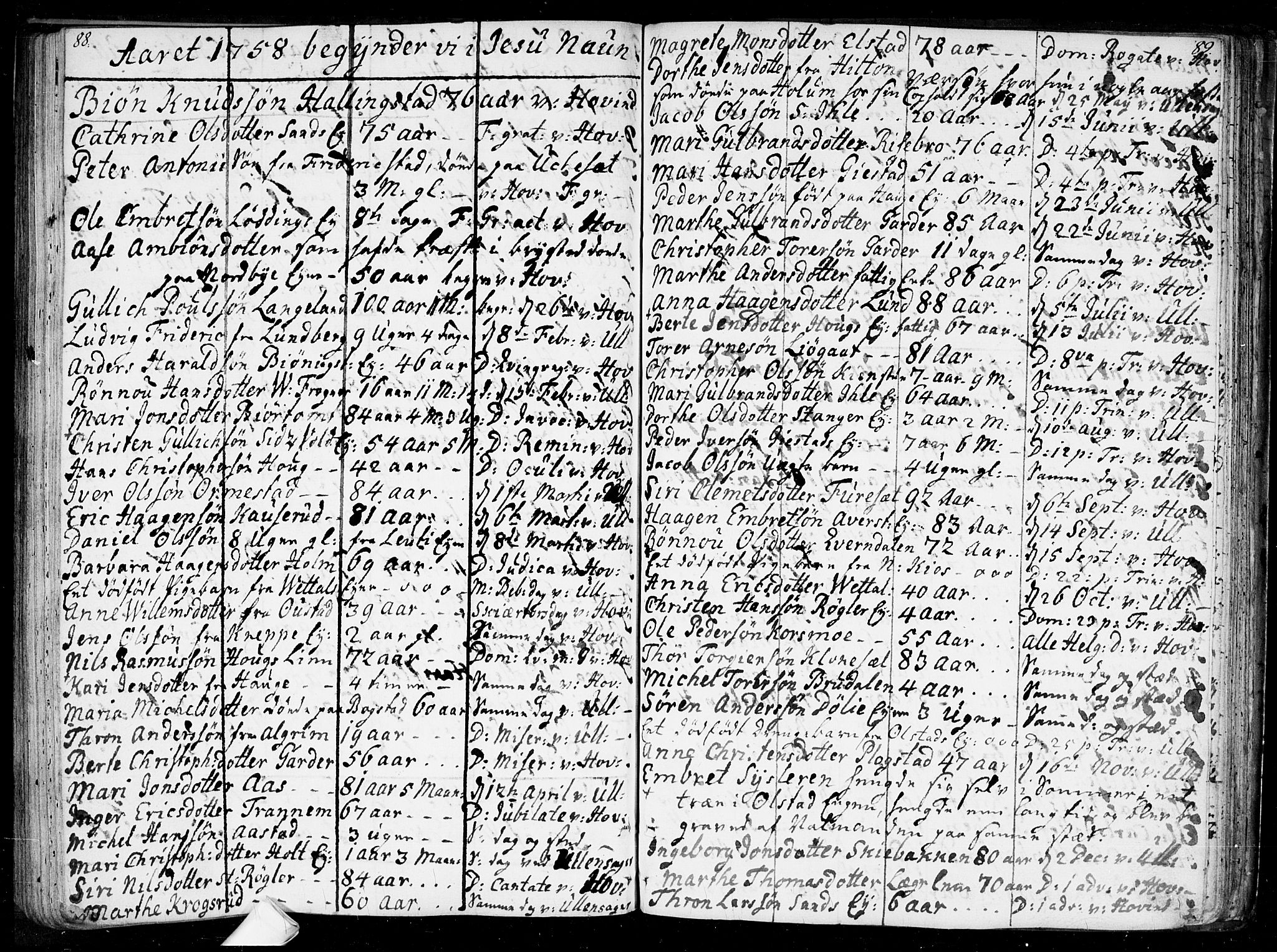 Ullensaker prestekontor Kirkebøker, AV/SAO-A-10236a/F/Fa/L0010: Parish register (official) no. I 10, 1733-1776, p. 88-89