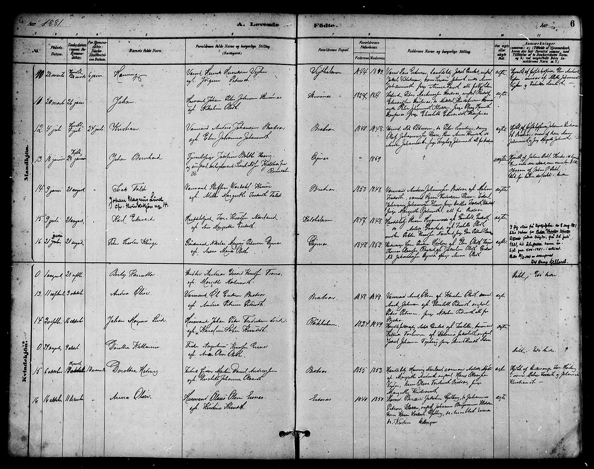 Ministerialprotokoller, klokkerbøker og fødselsregistre - Møre og Romsdal, AV/SAT-A-1454/582/L0947: Parish register (official) no. 582A01, 1880-1900, p. 6