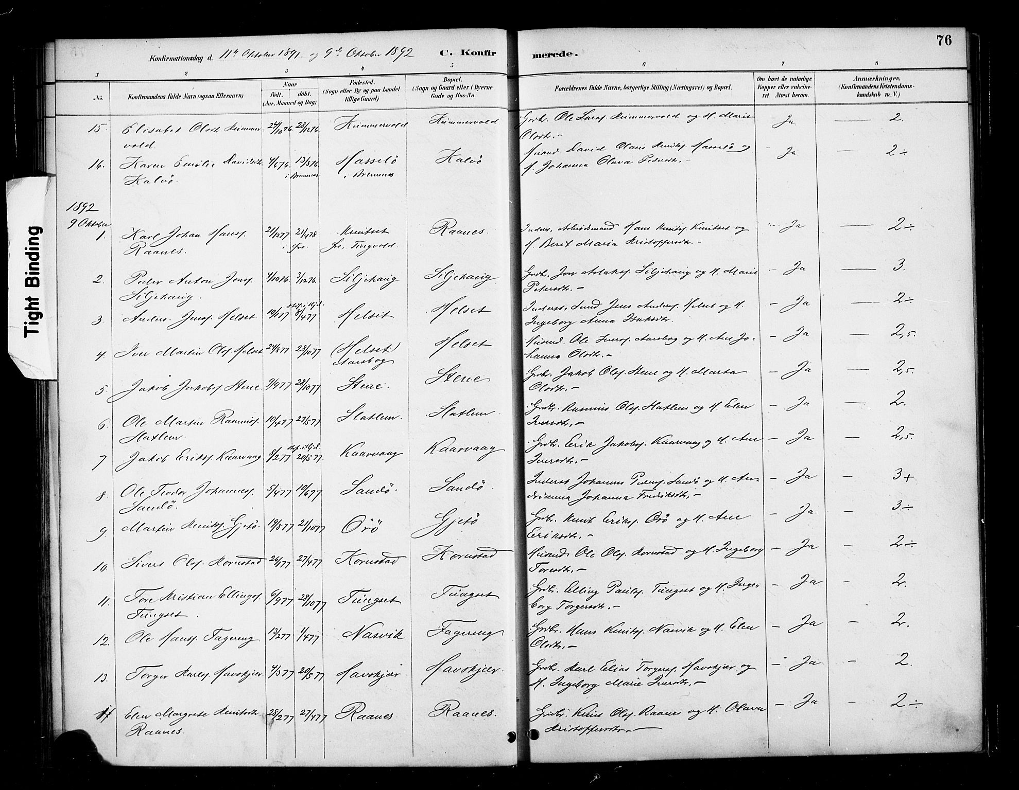 Ministerialprotokoller, klokkerbøker og fødselsregistre - Møre og Romsdal, SAT/A-1454/570/L0832: Parish register (official) no. 570A06, 1885-1900, p. 76