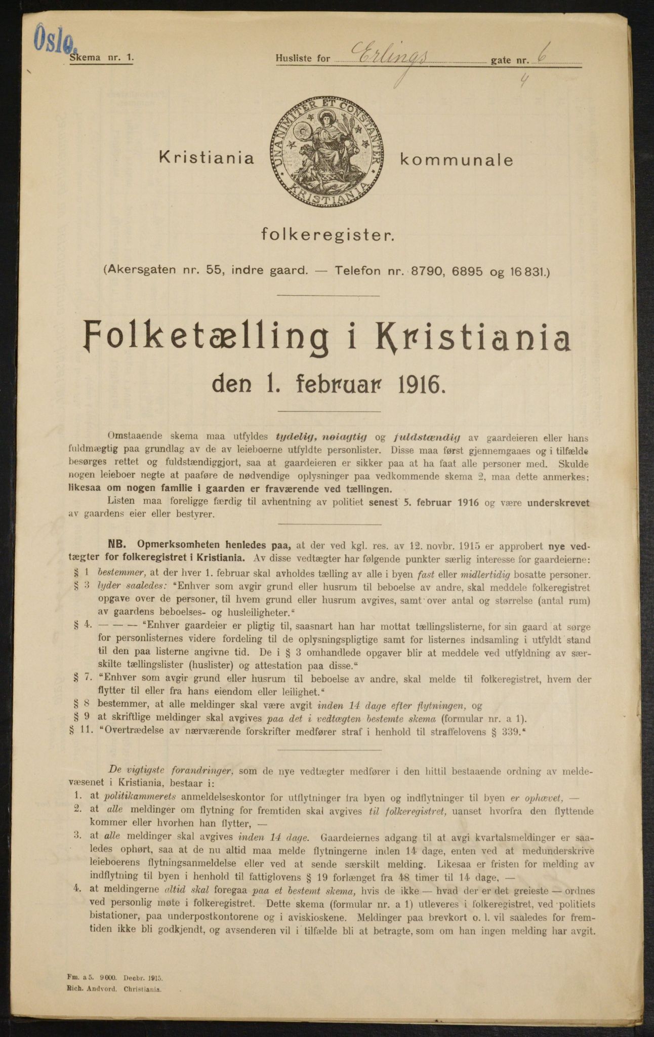 OBA, Municipal Census 1916 for Kristiania, 1916, p. 22371