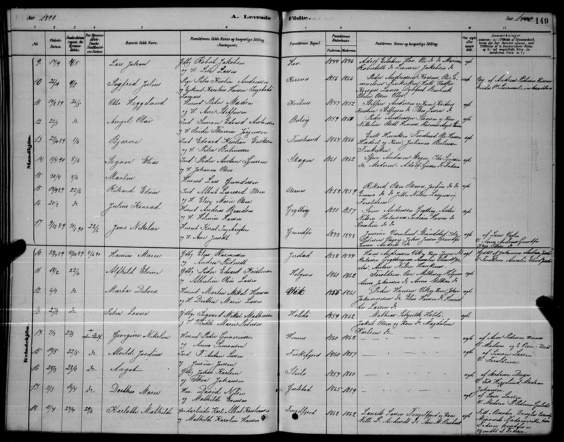 Ministerialprotokoller, klokkerbøker og fødselsregistre - Nordland, AV/SAT-A-1459/888/L1267: Parish register (copy) no. 888C05, 1878-1890, p. 149