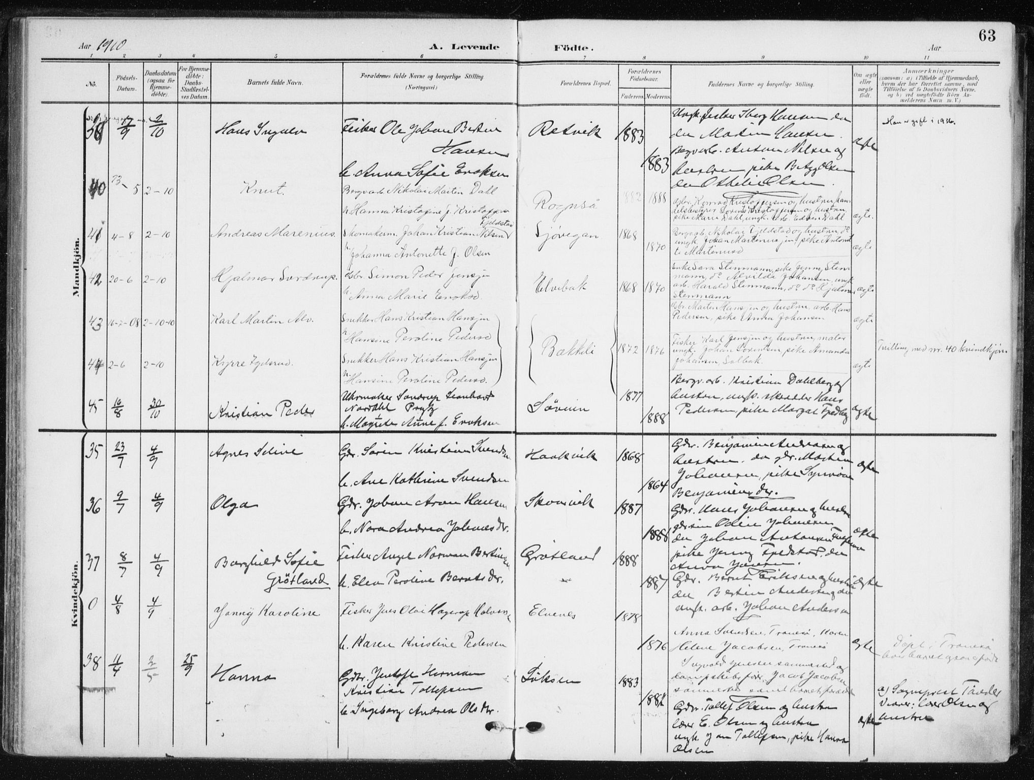 Salangen sokneprestembete, AV/SATØ-S-1324/H/Ha/L0002kirke: Parish register (official) no. 2, 1902-1911, p. 63