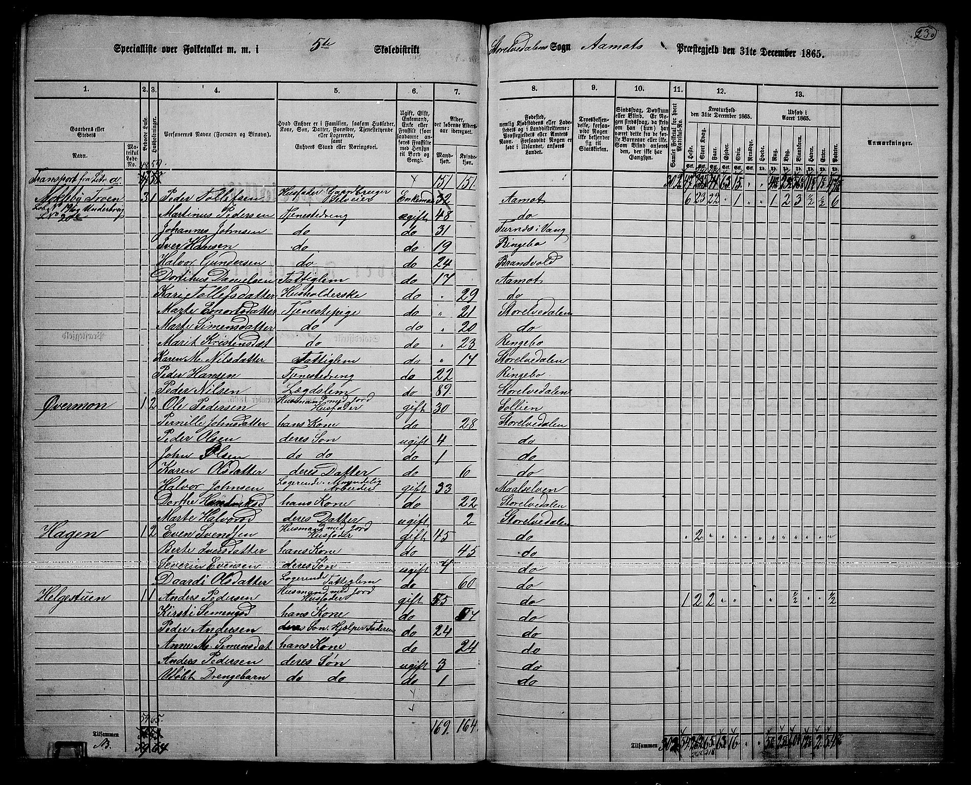 RA, 1865 census for Åmot, 1865, p. 200