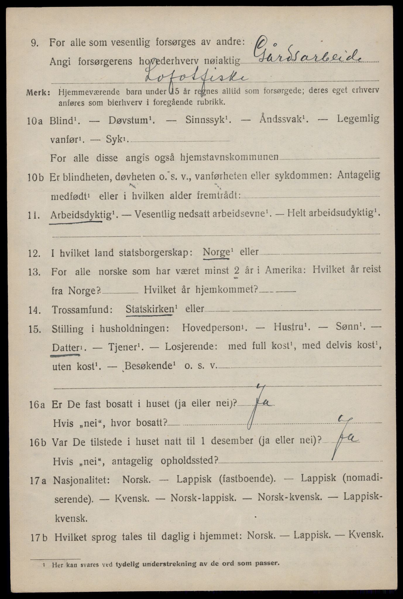SAT, 1920 census for Flakstad, 1920, p. 3474