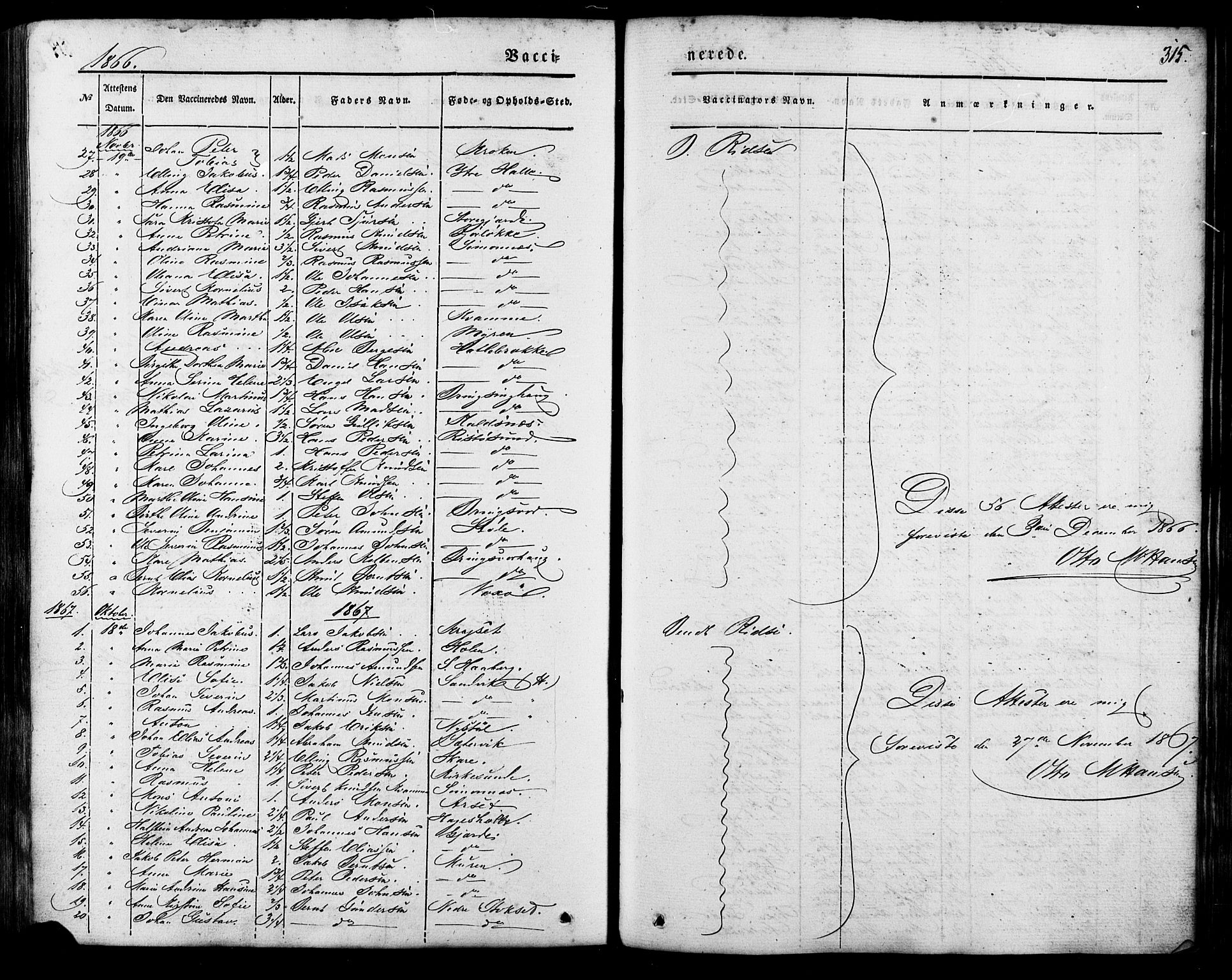 Ministerialprotokoller, klokkerbøker og fødselsregistre - Møre og Romsdal, AV/SAT-A-1454/503/L0034: Parish register (official) no. 503A02, 1841-1884, p. 315