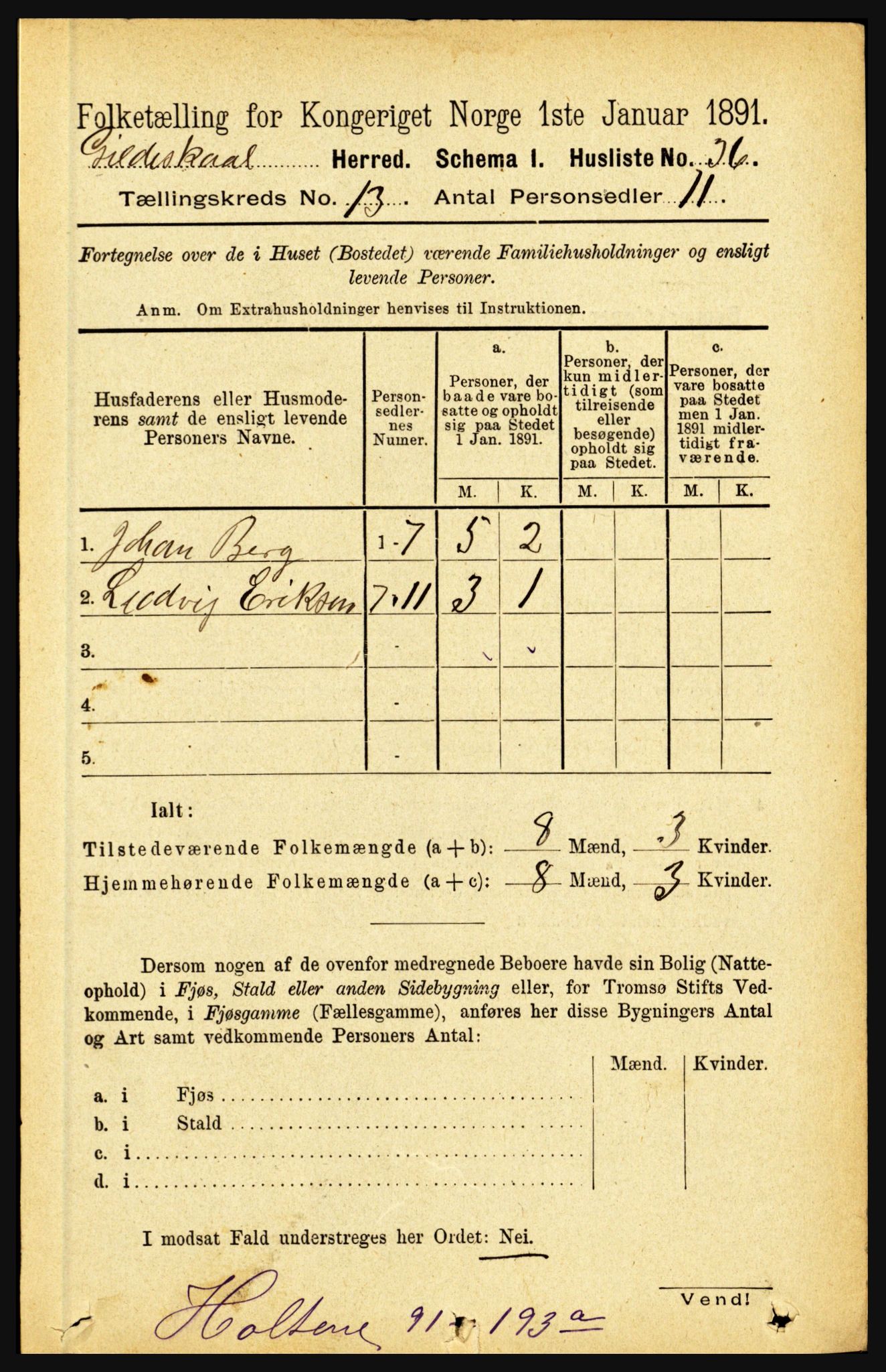 RA, 1891 census for 1838 Gildeskål, 1891, p. 4082