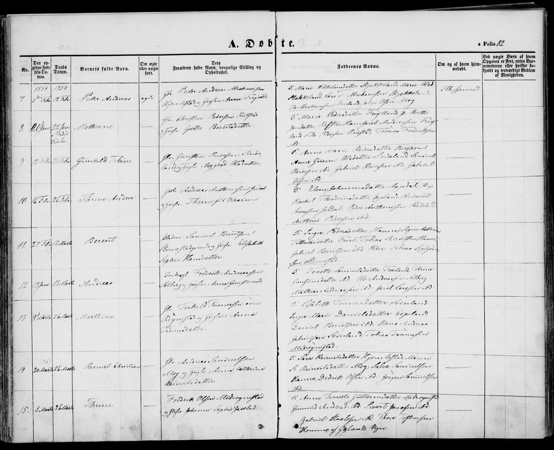 Kvinesdal sokneprestkontor, SAK/1111-0026/F/Fa/Fab/L0005: Parish register (official) no. A 5, 1844-1857, p. 82