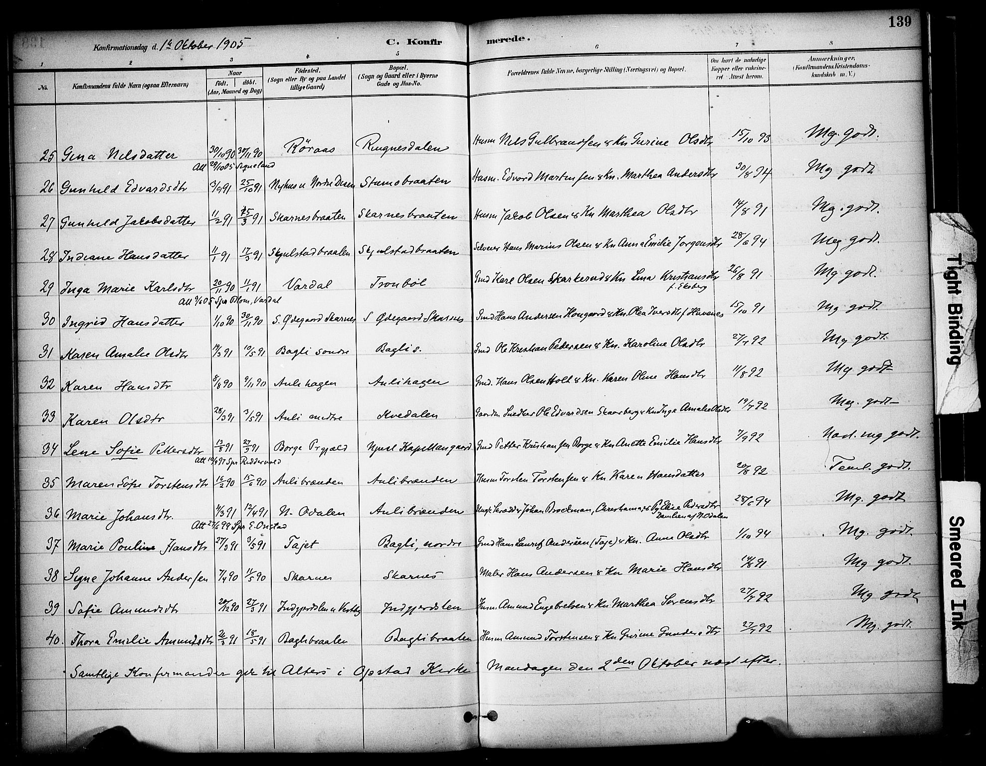 Sør-Odal prestekontor, AV/SAH-PREST-030/H/Ha/Haa/L0009: Parish register (official) no. 9, 1886-1926, p. 139