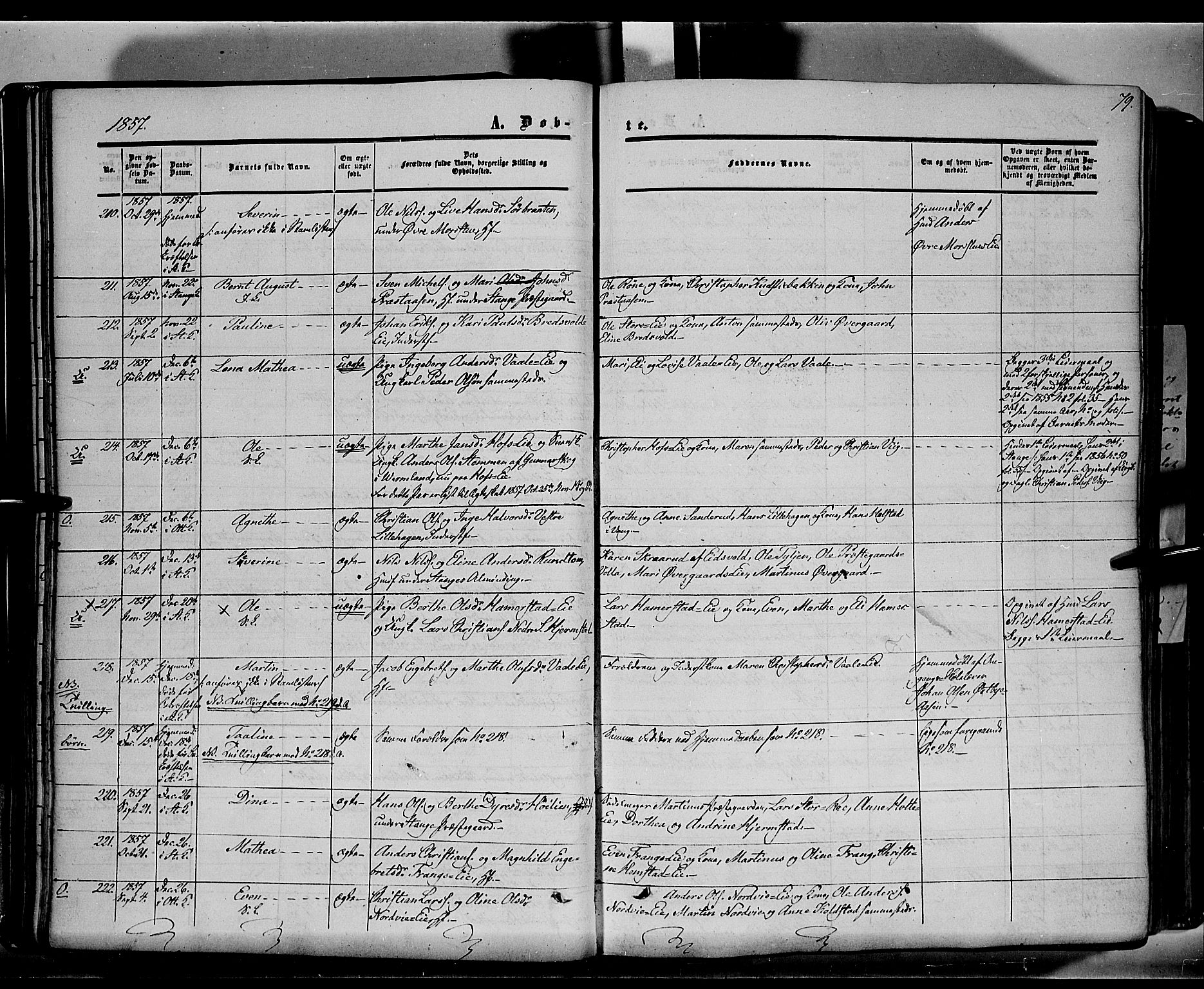 Stange prestekontor, AV/SAH-PREST-002/K/L0012: Parish register (official) no. 12, 1852-1862, p. 79